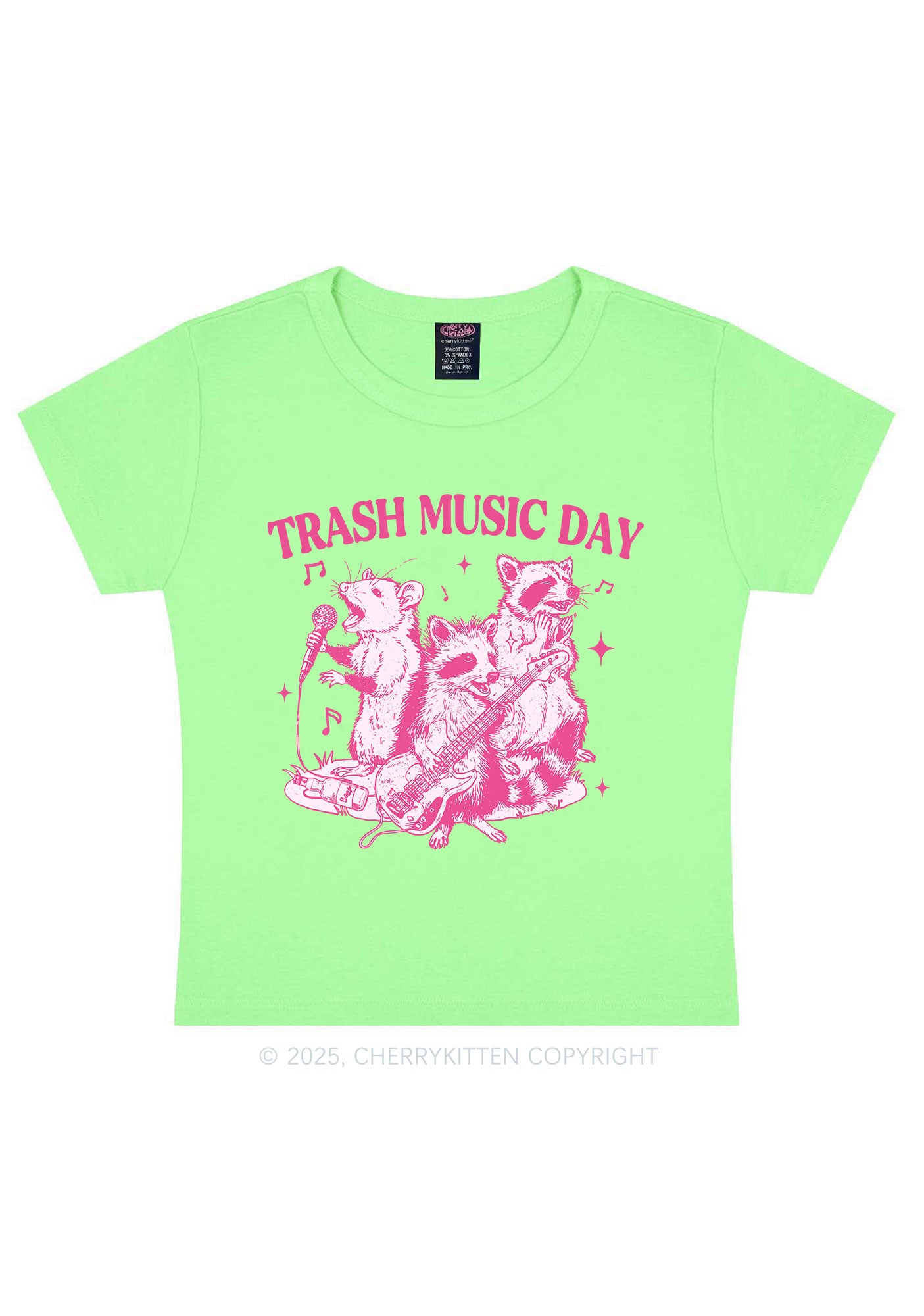 Trash Music Day Y2K Baby Tee Cherrykitten