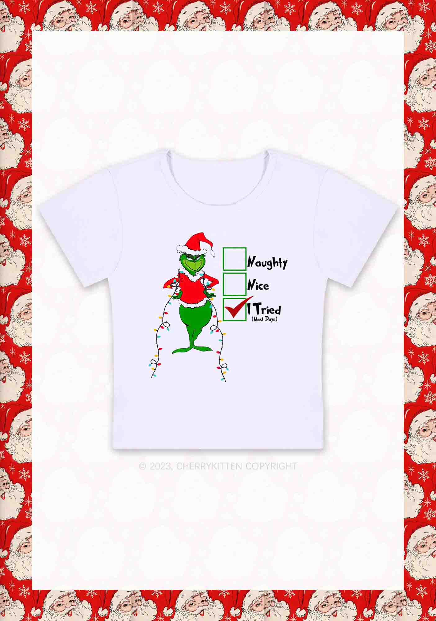 I Tried Most Days Christmas Baby Tee Cherrykitten