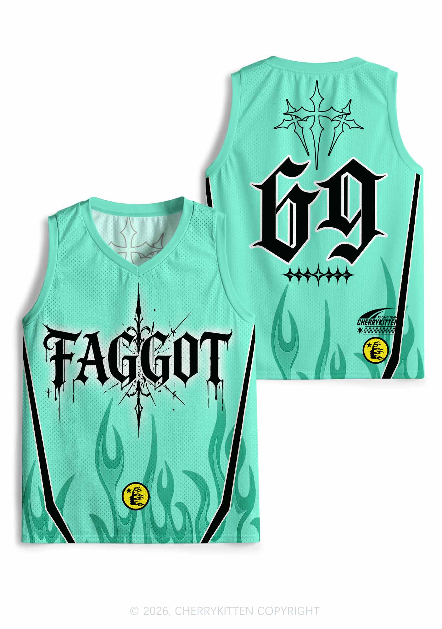 Mint Green Gothic Faggot Pride Y2K Sport Jersey Tank Cherrykitten