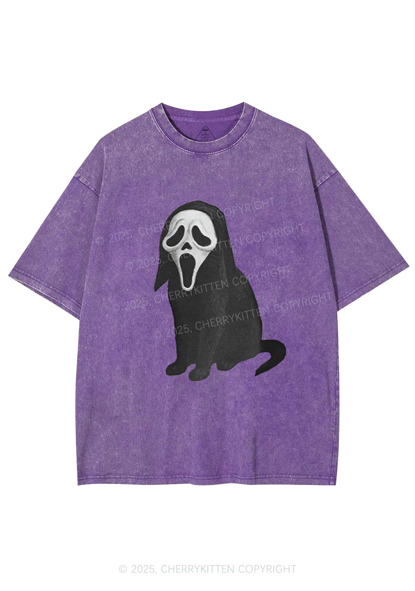 Halloween Ghostcat Y2K Washed Tee Cherrykitten