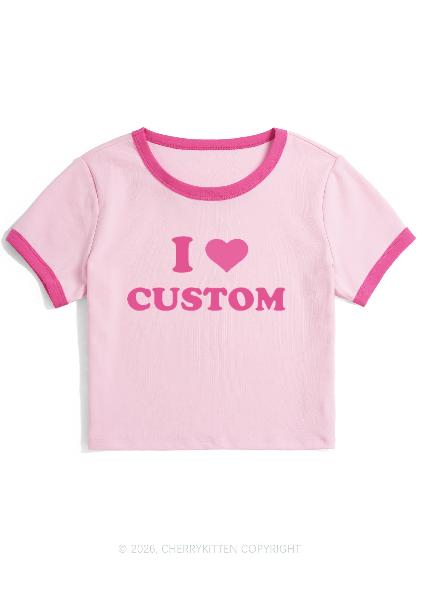 I Love Custom Personalized Y2K Ringer Tee Cherrykitten