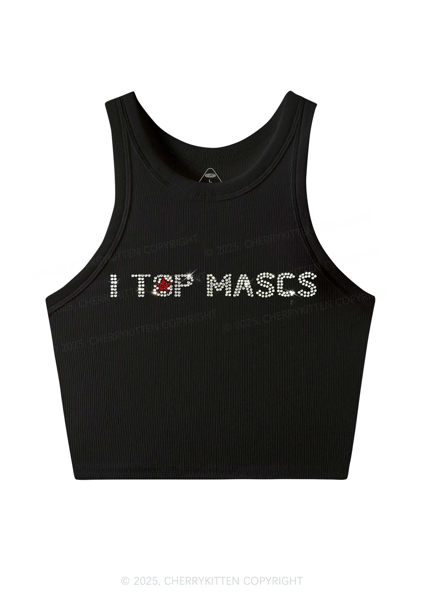 Rhinestone I Top Mascs Pride Y2K Crop Tank Top Cherrykitten