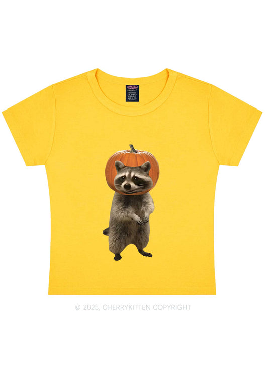 Halloween Silly Raccoon Y2K Baby Tee Cherrykitte