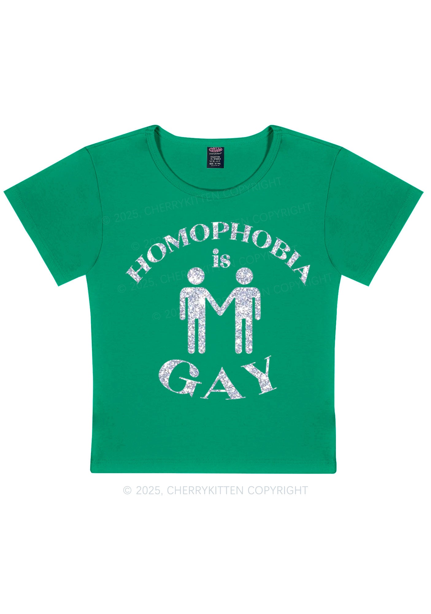 Glitter Homophobia Is Gay Pride Y2K Baby Tee Cherrykitten