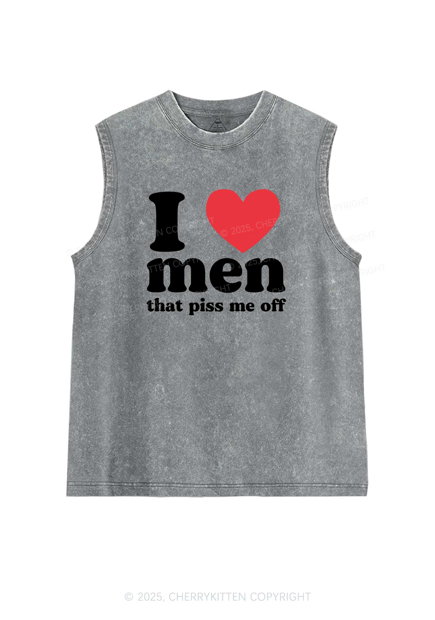 I Love Men Piss Me Off Y2K Washed Muscle Tank Cherrykitten