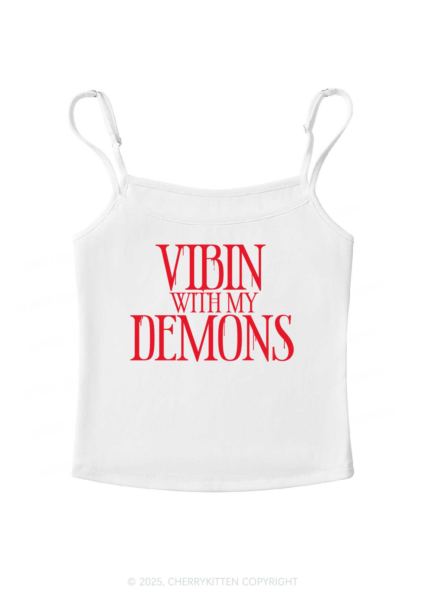 Halloween Vibin With My Demons Y2K Spaghetti Strap Cami Cherrykitten