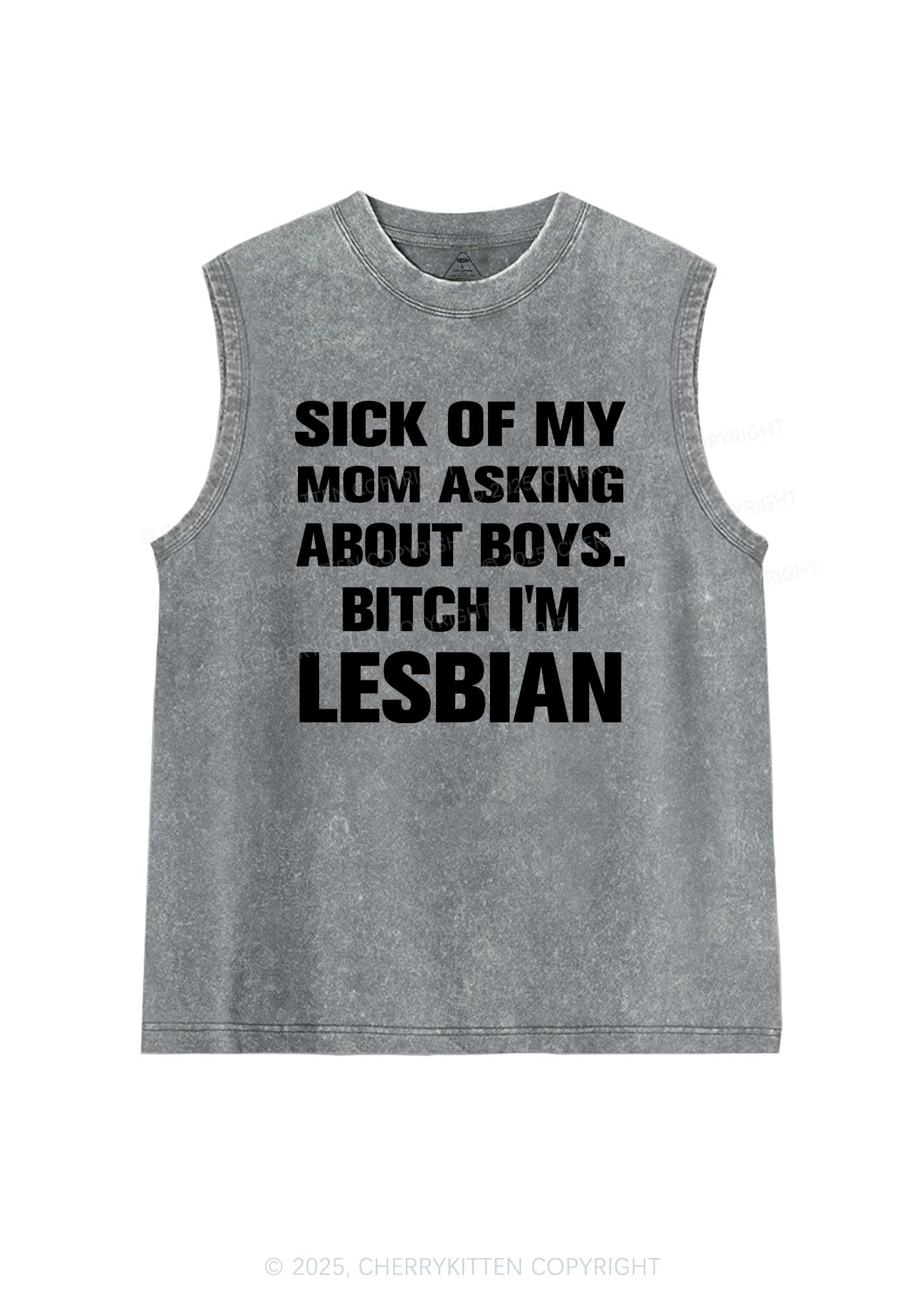Bxxch Im Lesbian Pride Y2K Washed Muscle Tank Cherrykitten
