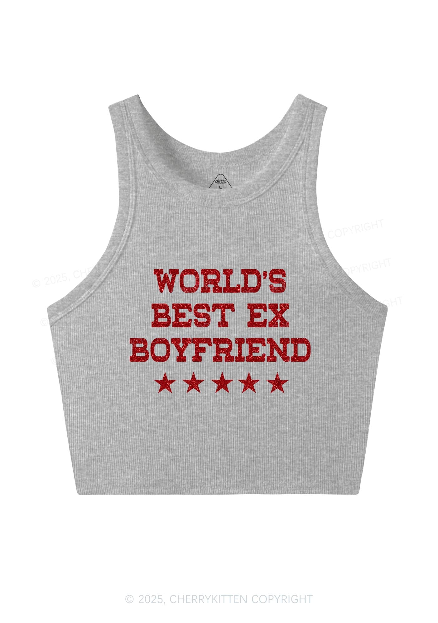 Glitter Best Ex Boyfriend Y2K Crop Tank Top Cherrykitten