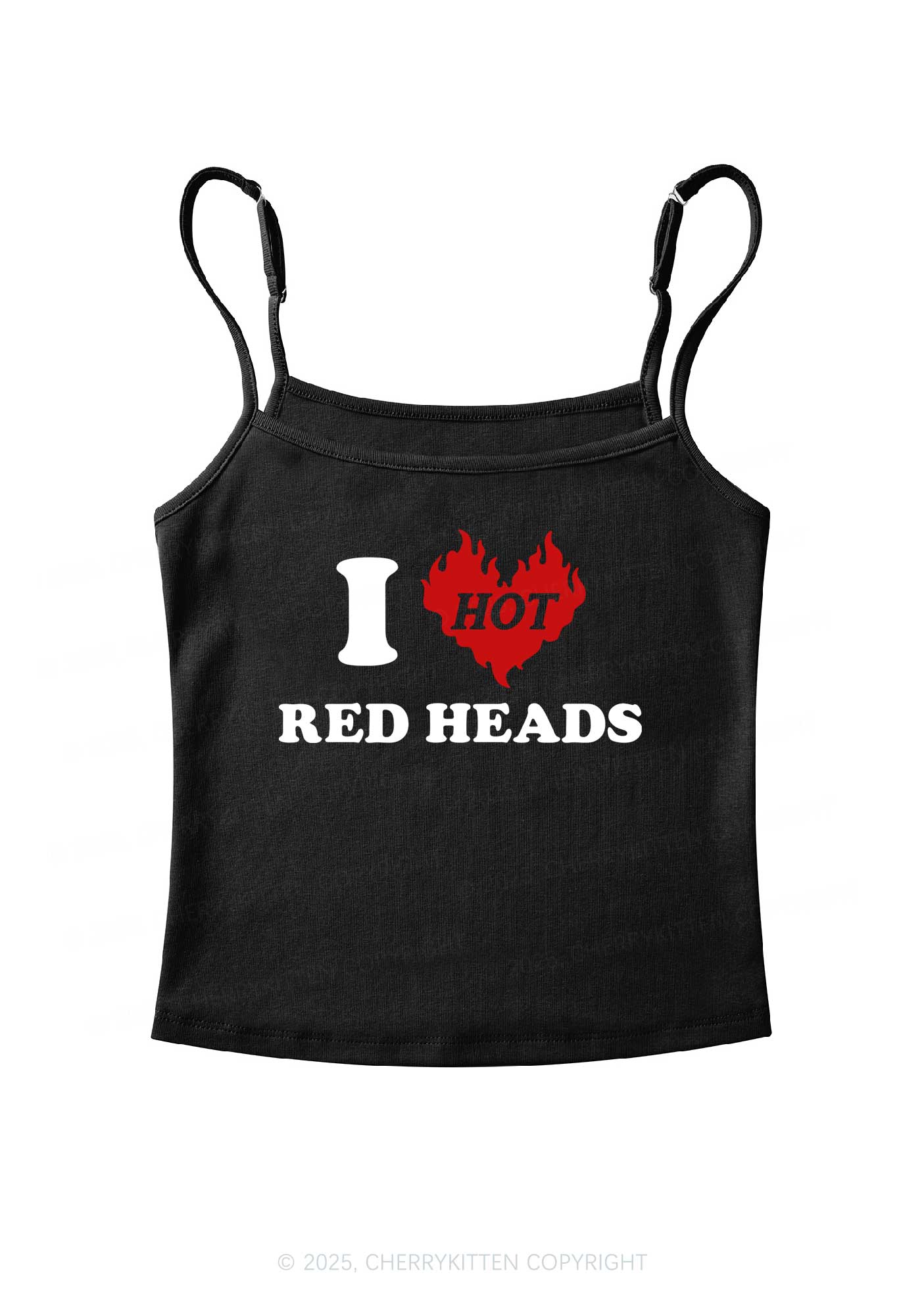 I Love Hot Red Heads Y2K Spaghetti Strap Cami Cherrykitten