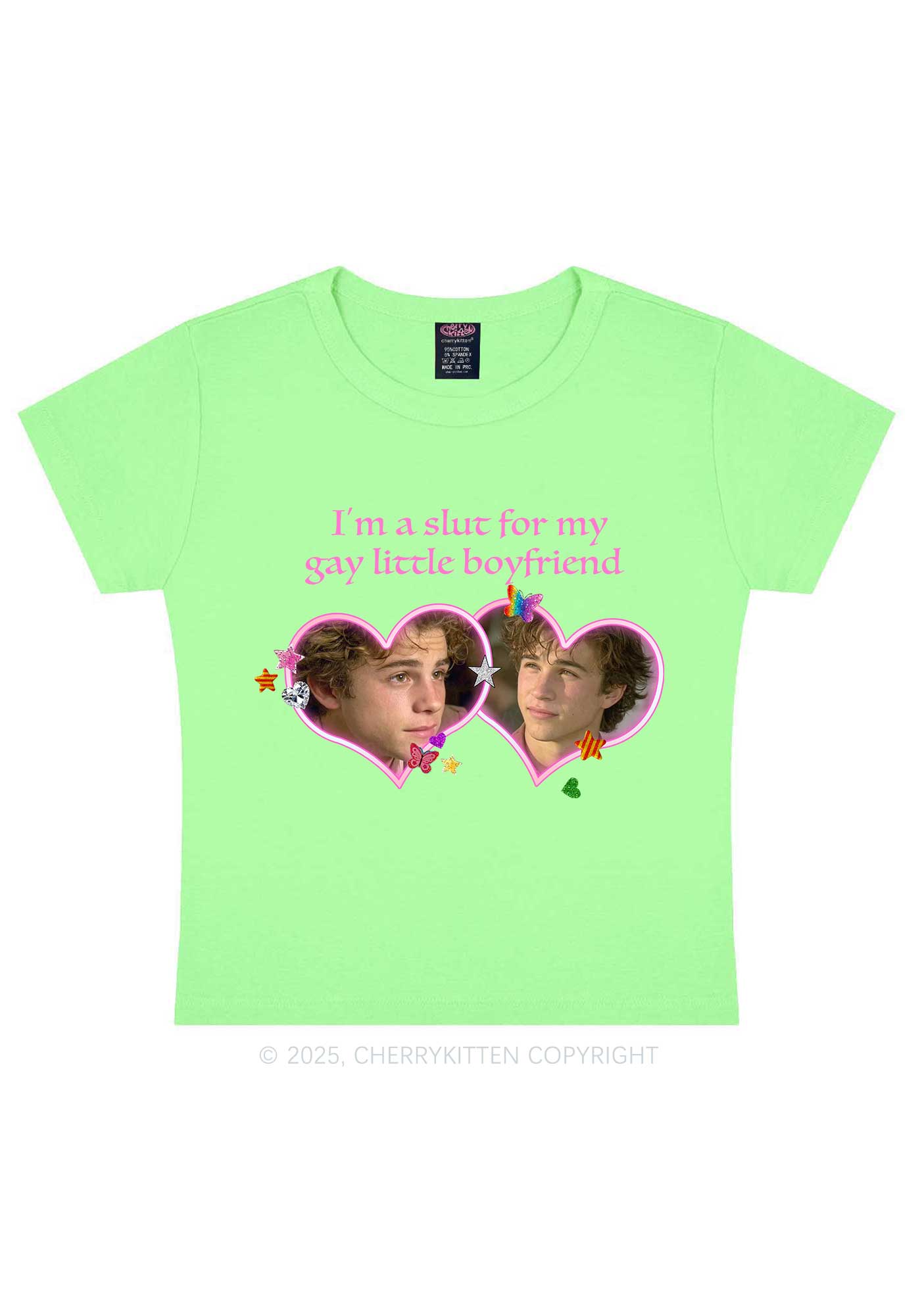 Custom Slxt Gay BF Photo Y2K Baby Tee Cherrykitten