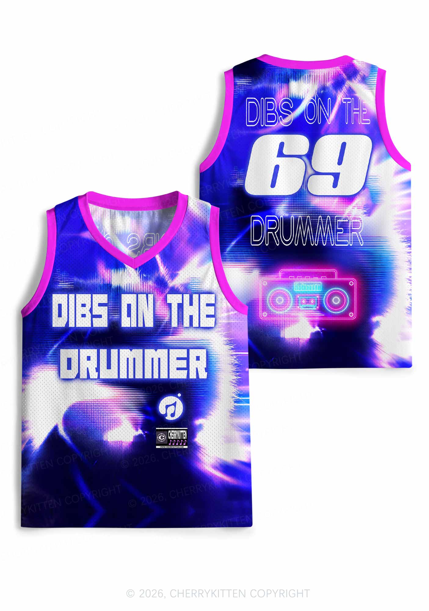 Blue Sound Wave Dibs On Drummer Y2K Sport Jersey Tank Cherrykitten