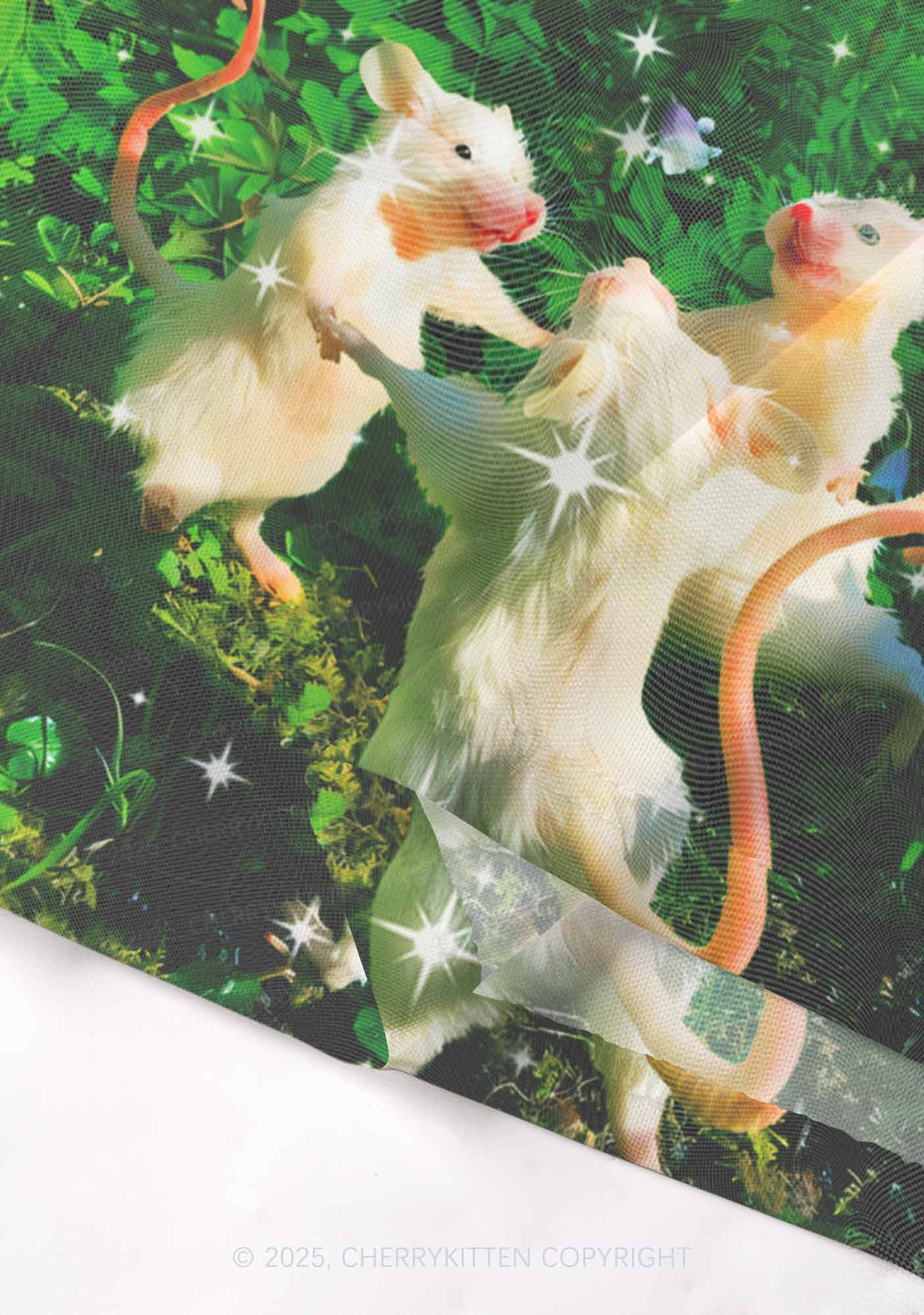 Dancing Rat Y2K Mesh Cami Tank Cherrykitten Art by OhStuffinell Taxidermy