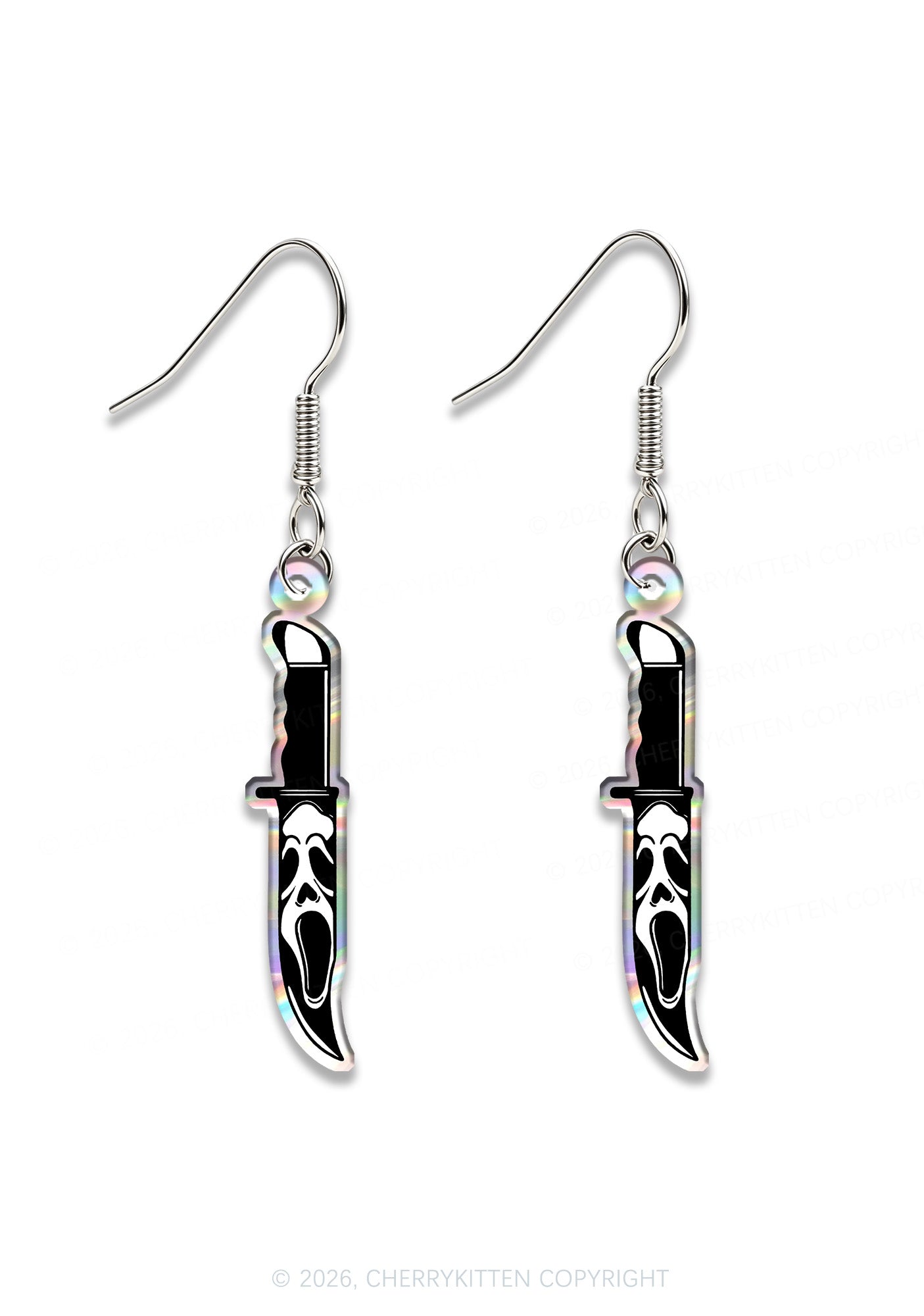 Halloween Skeleton Knife Y2K Acrylic Earrings Cherrykitten