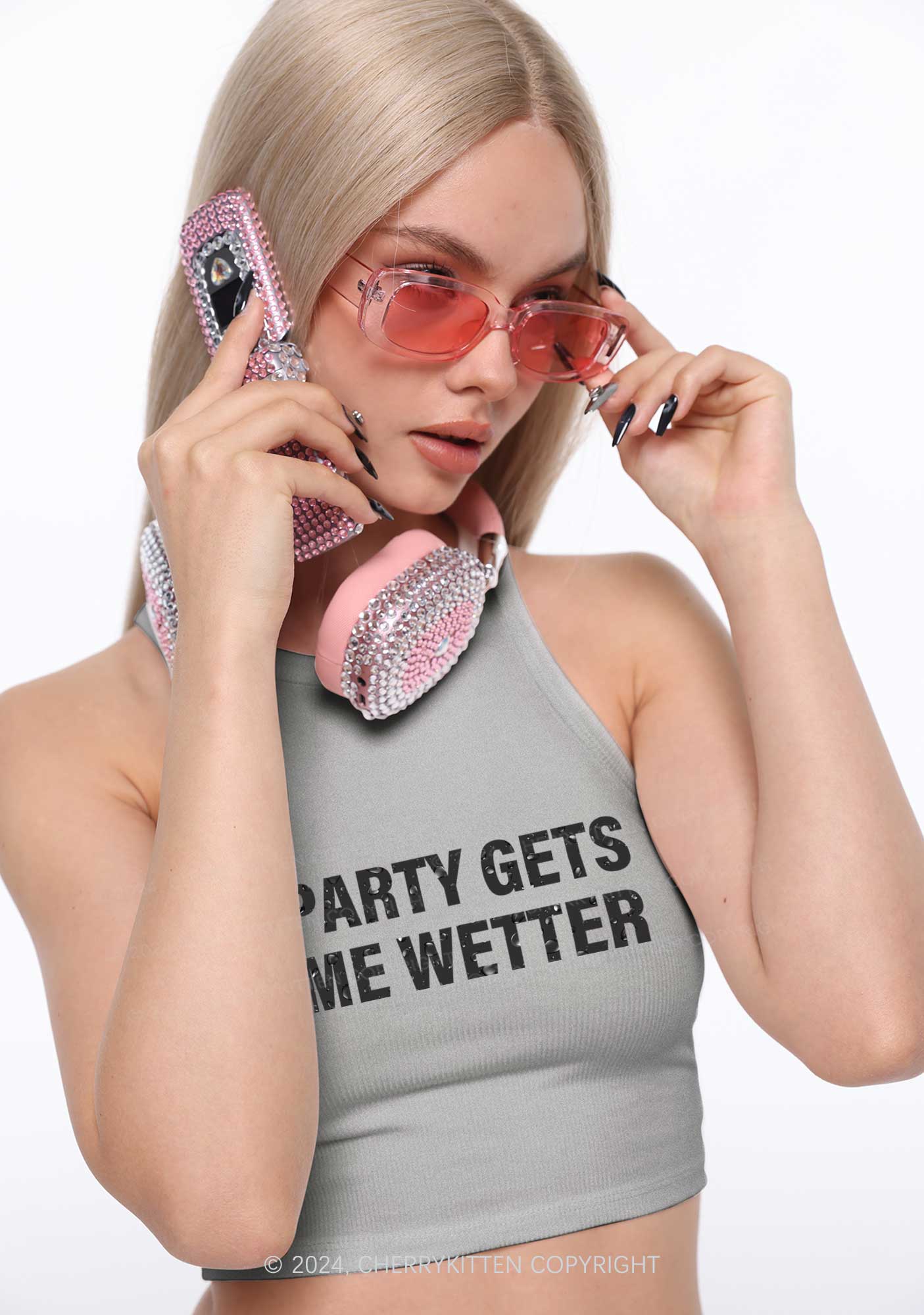 Party Gets Me Wetter Y2K Crop Tank Top Cherrykitten
