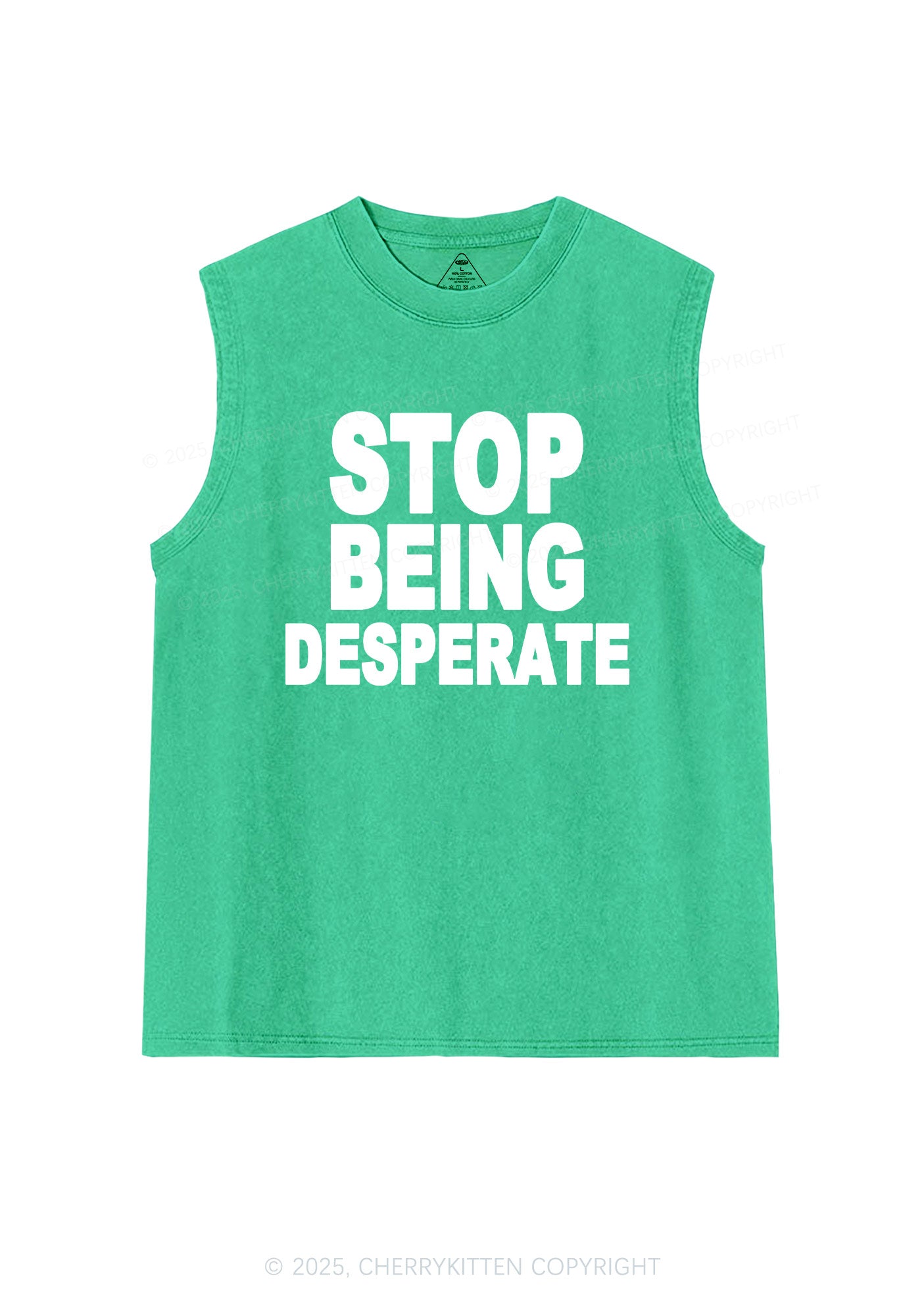 Stop Being Desperate Y2K Washed Muscle Tank Cherrykitten