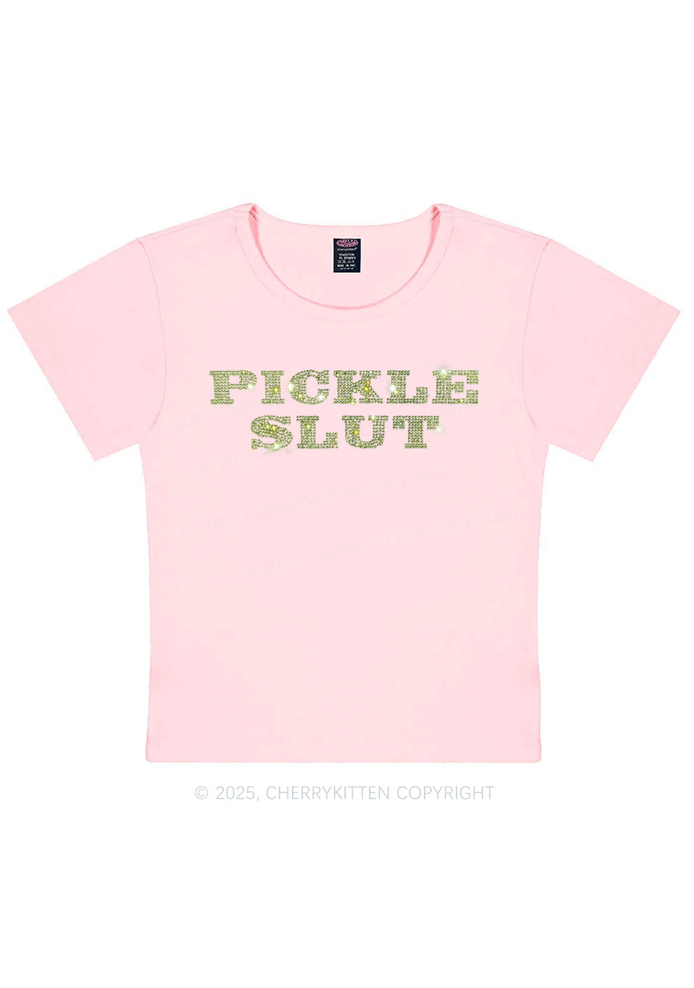 Rhinestone Pickle Slxt Y2K Baby Tee Cherrykitten