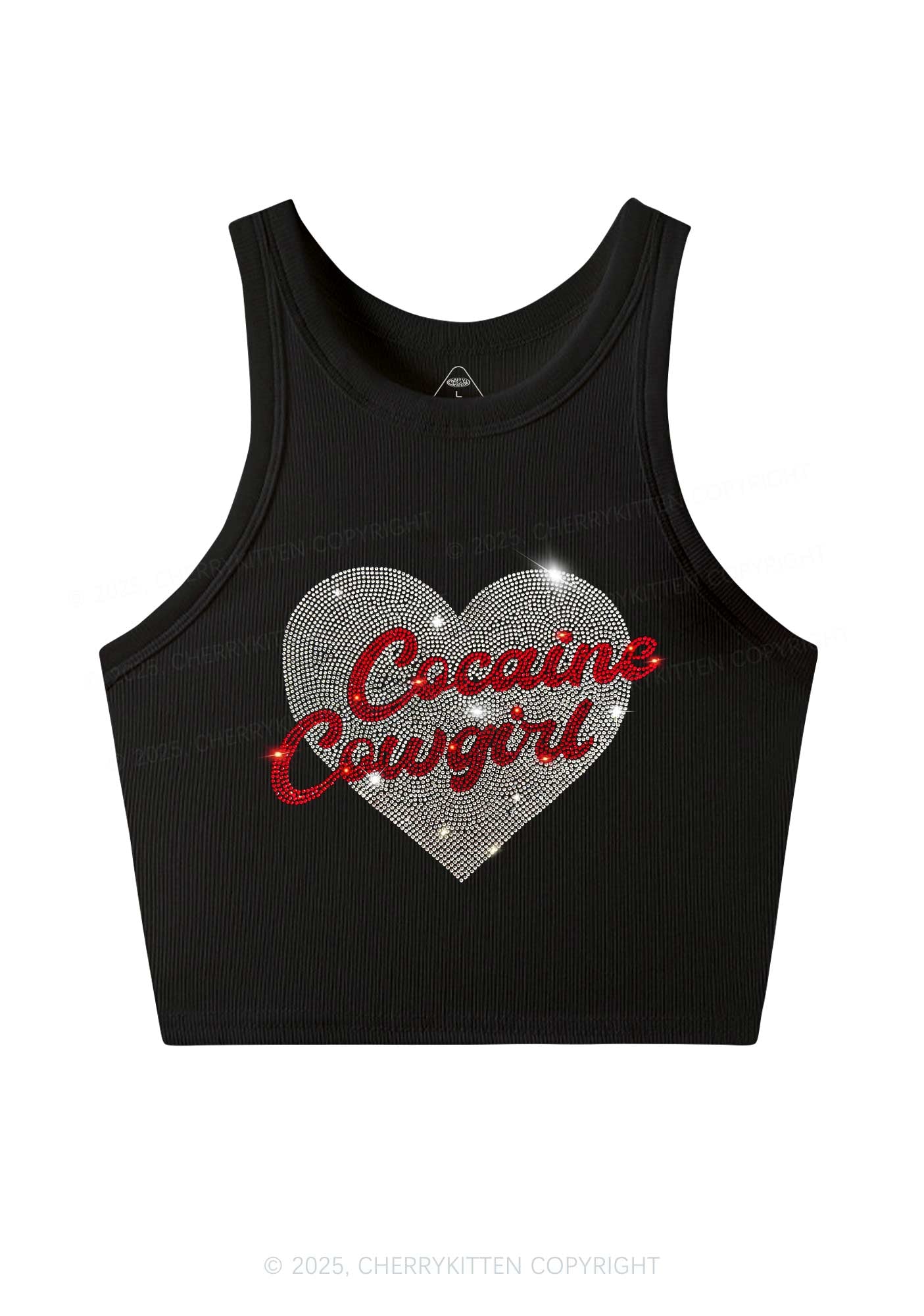 Rhinestone Cola Cowgirl Y2K Crop Tank Top Cherrykitten