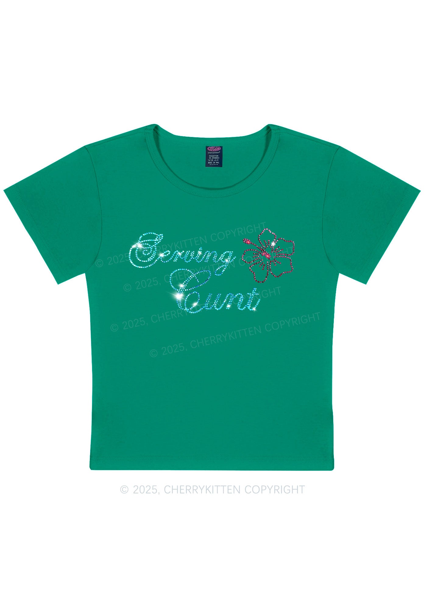 Rhinestone Serving Cxxt Y2K Baby Tee Cherrykitten