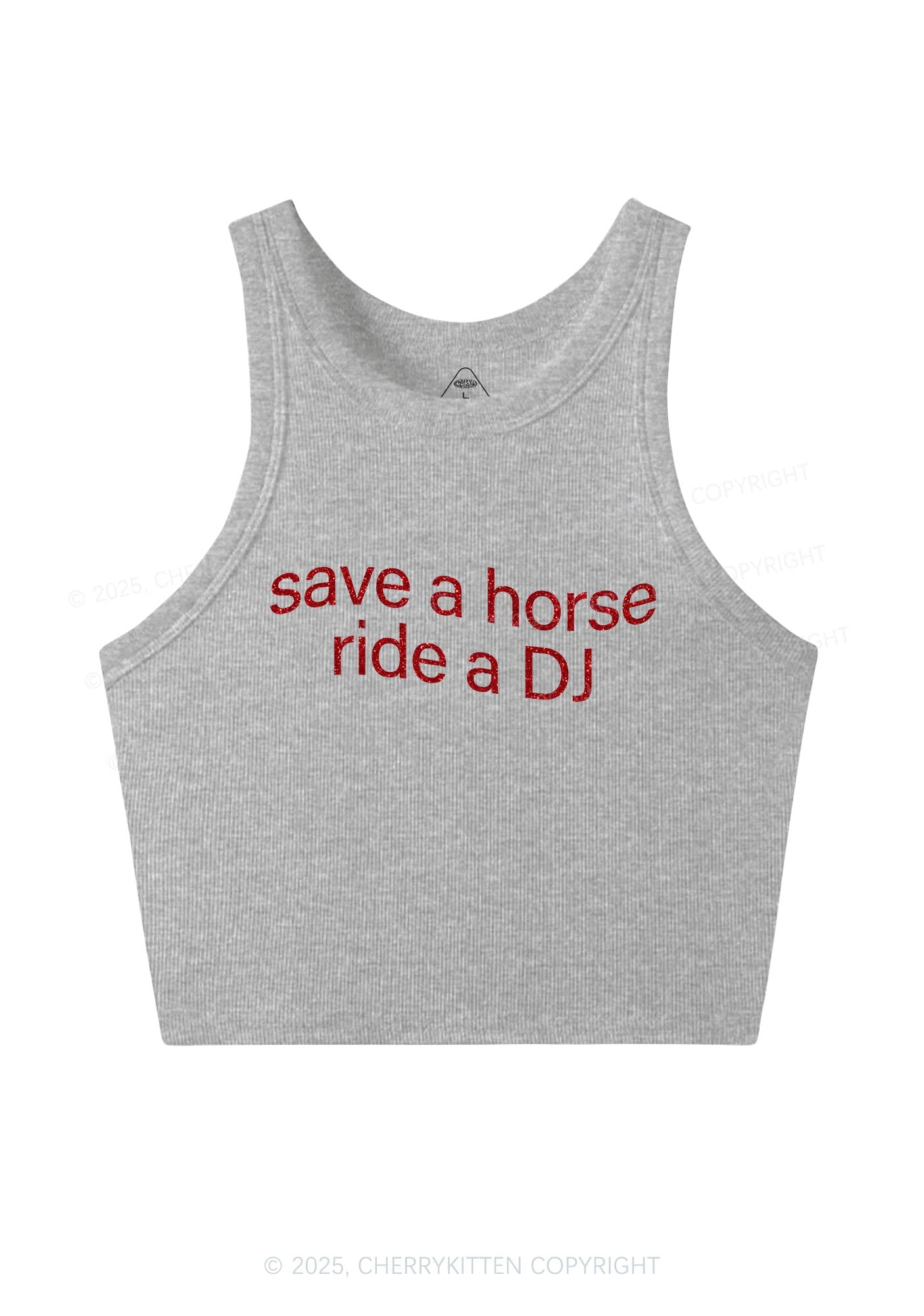 Glitter Ride A DJ Y2K Crop Tank Top Cherrykitten