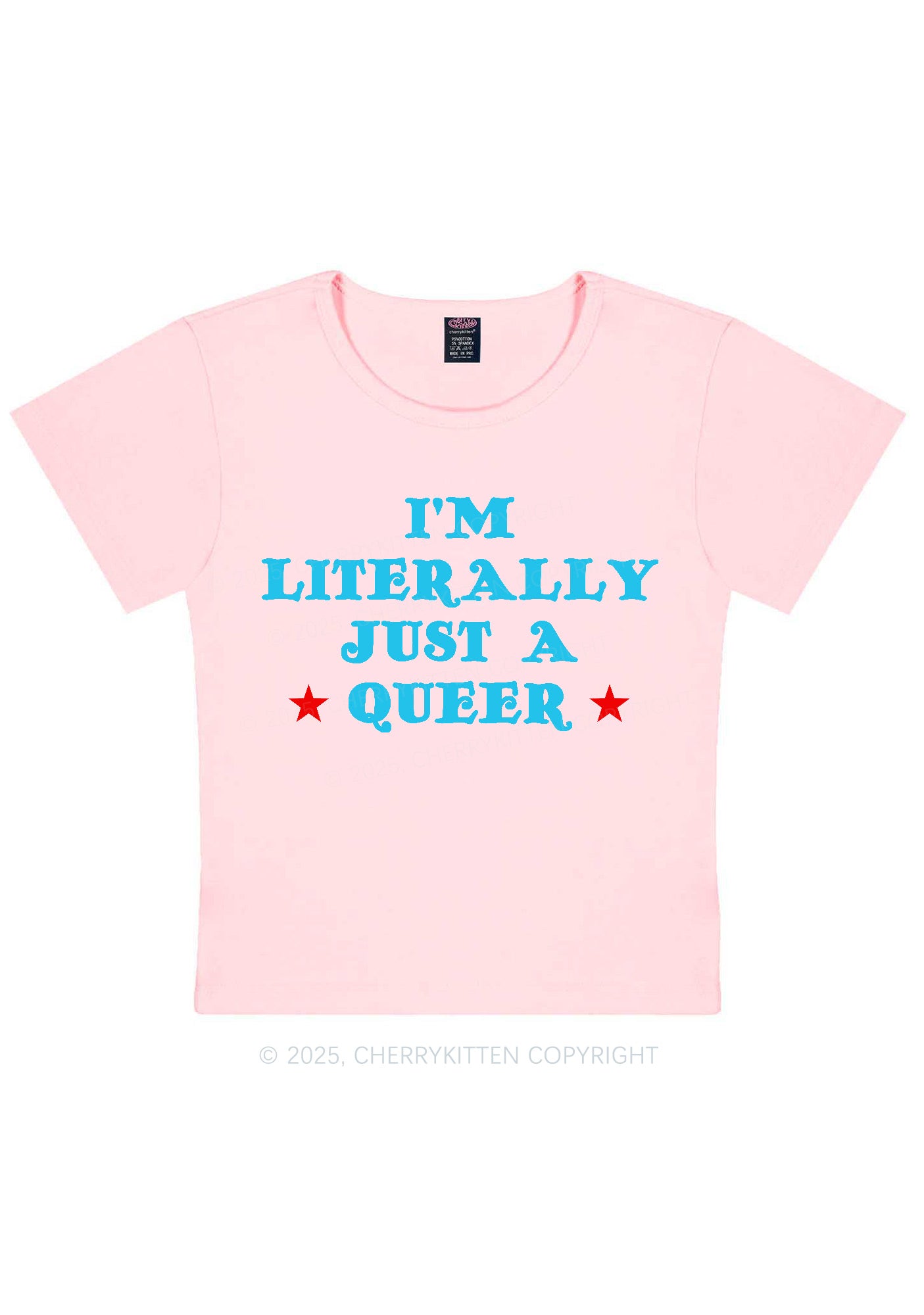 Just A Queer Pride Y2K Baby Tee Cherrykitten