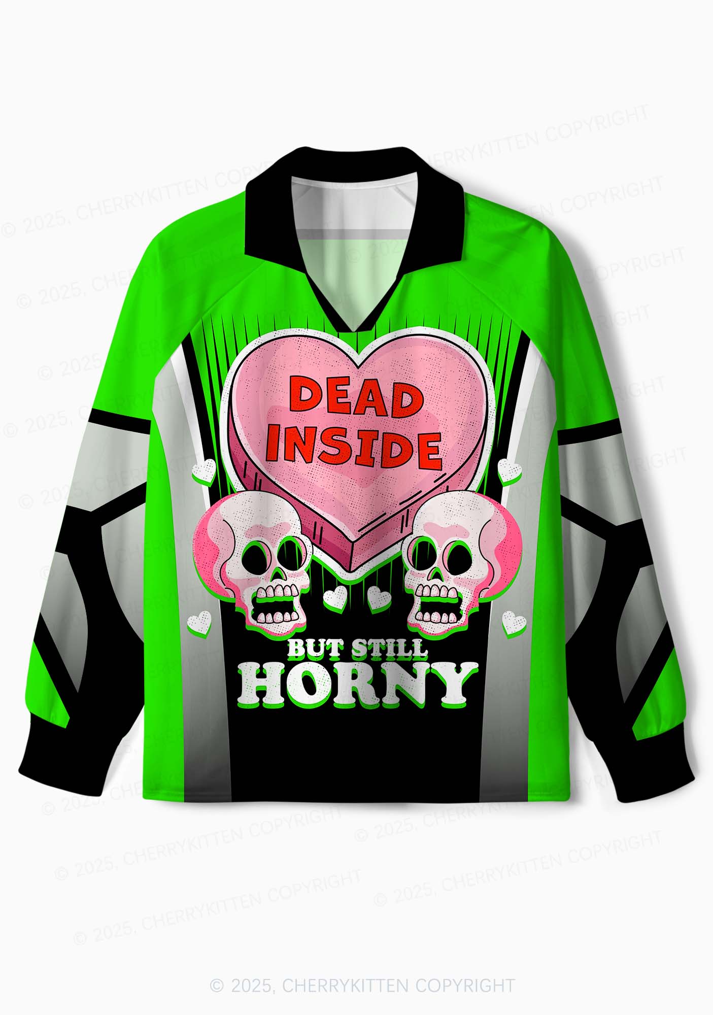 Custom Halloween Skulls Dead Inside Y2K Sport Long Sleeve Jersey Shirts Cherrykitten