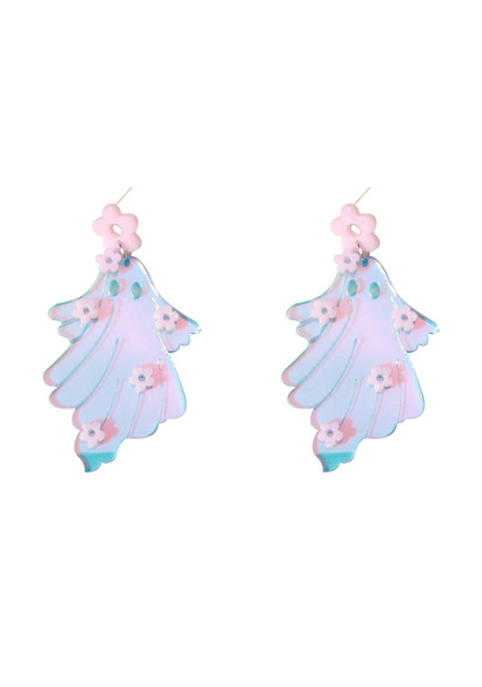Laser Colorful Flower Halloween Ghost Earrings