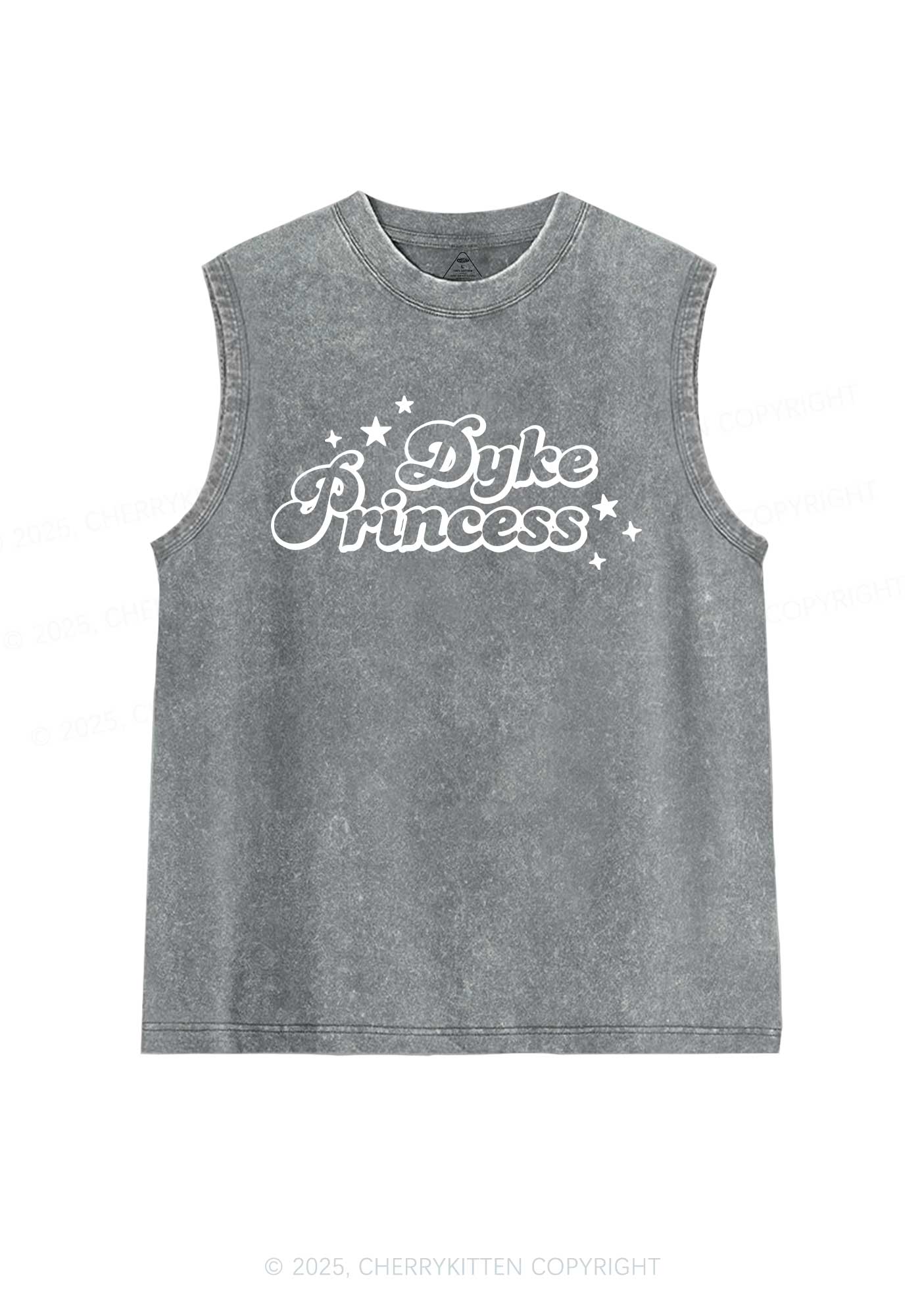 Dyke Princess Pride Y2K Washed Muscle Tank Cherrykitten