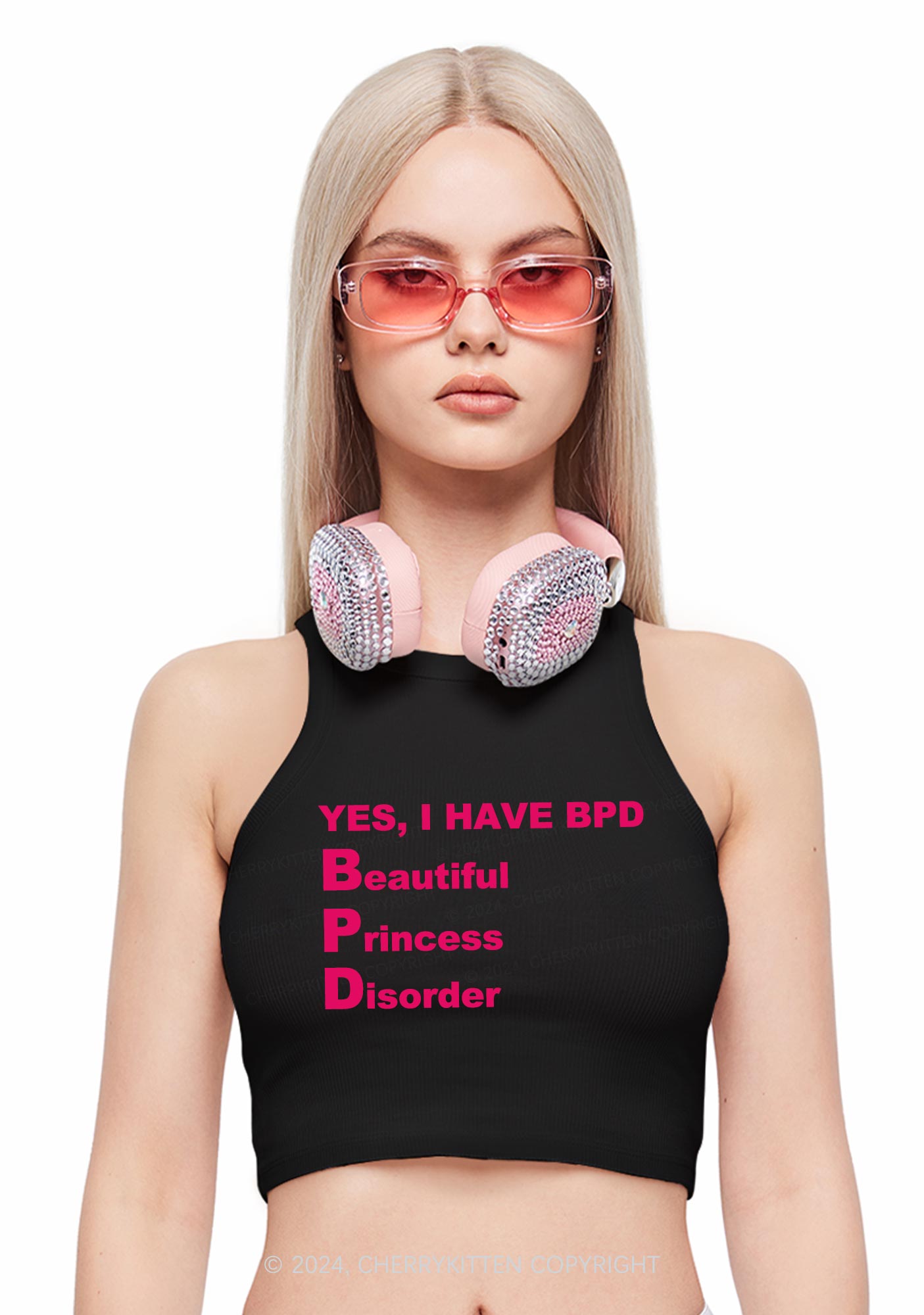 I Have BPD Y2K Crop Tank Top Cherrykitten