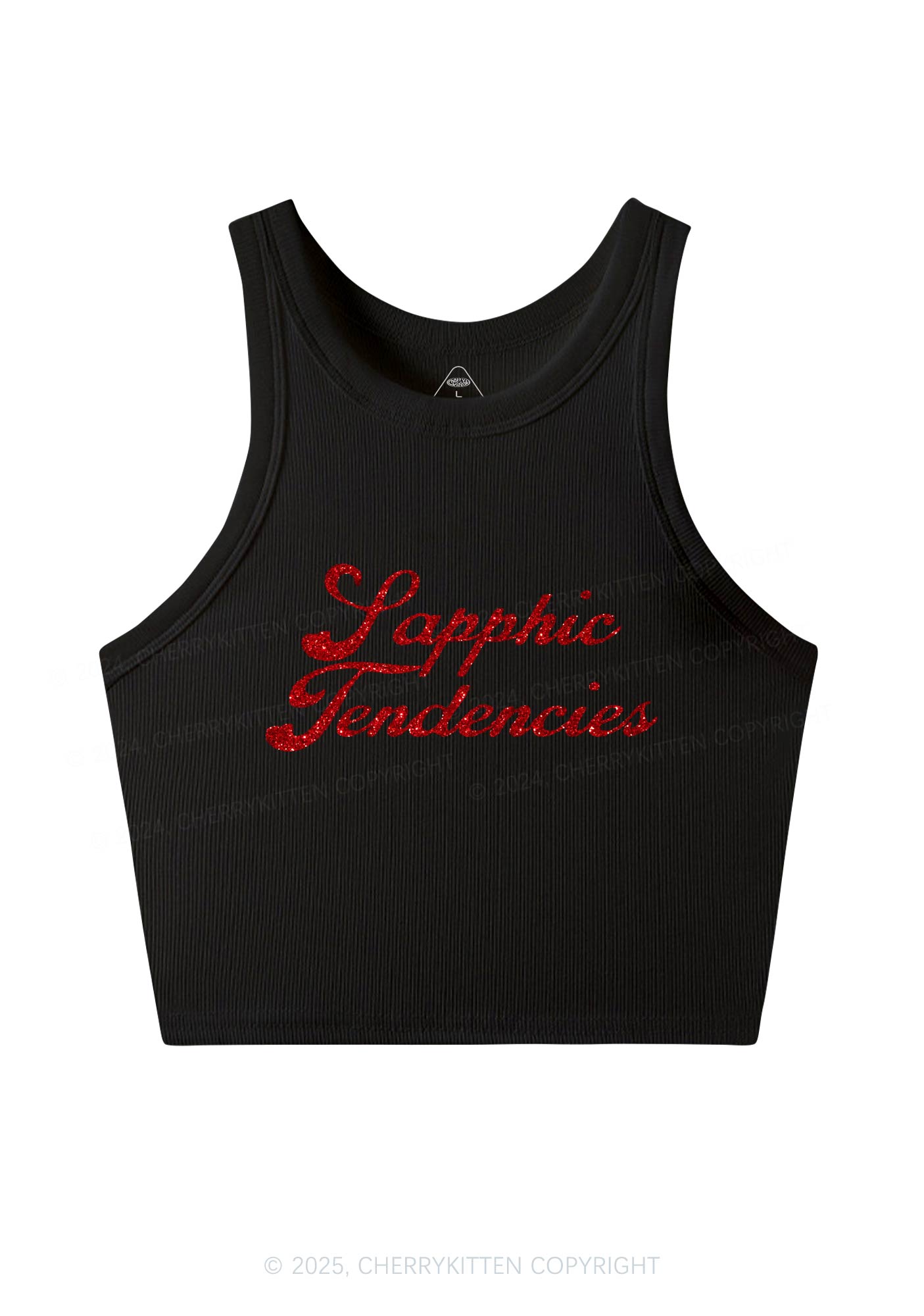 Glitter Sapphic Tendencies Pride Y2K Crop Tank Top Cherrykitten