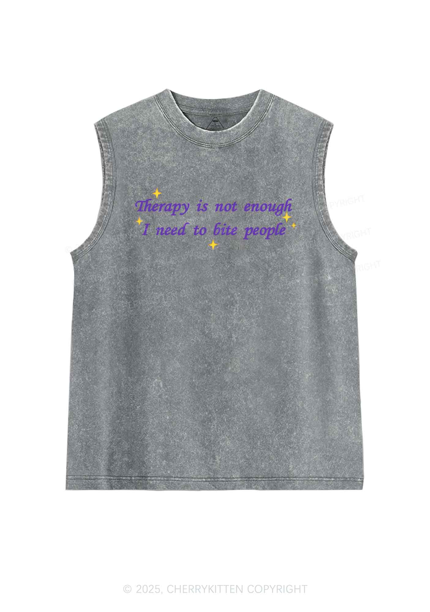 Therapy Not Enough Y2K Washed Muscle Tank Cherrykitten