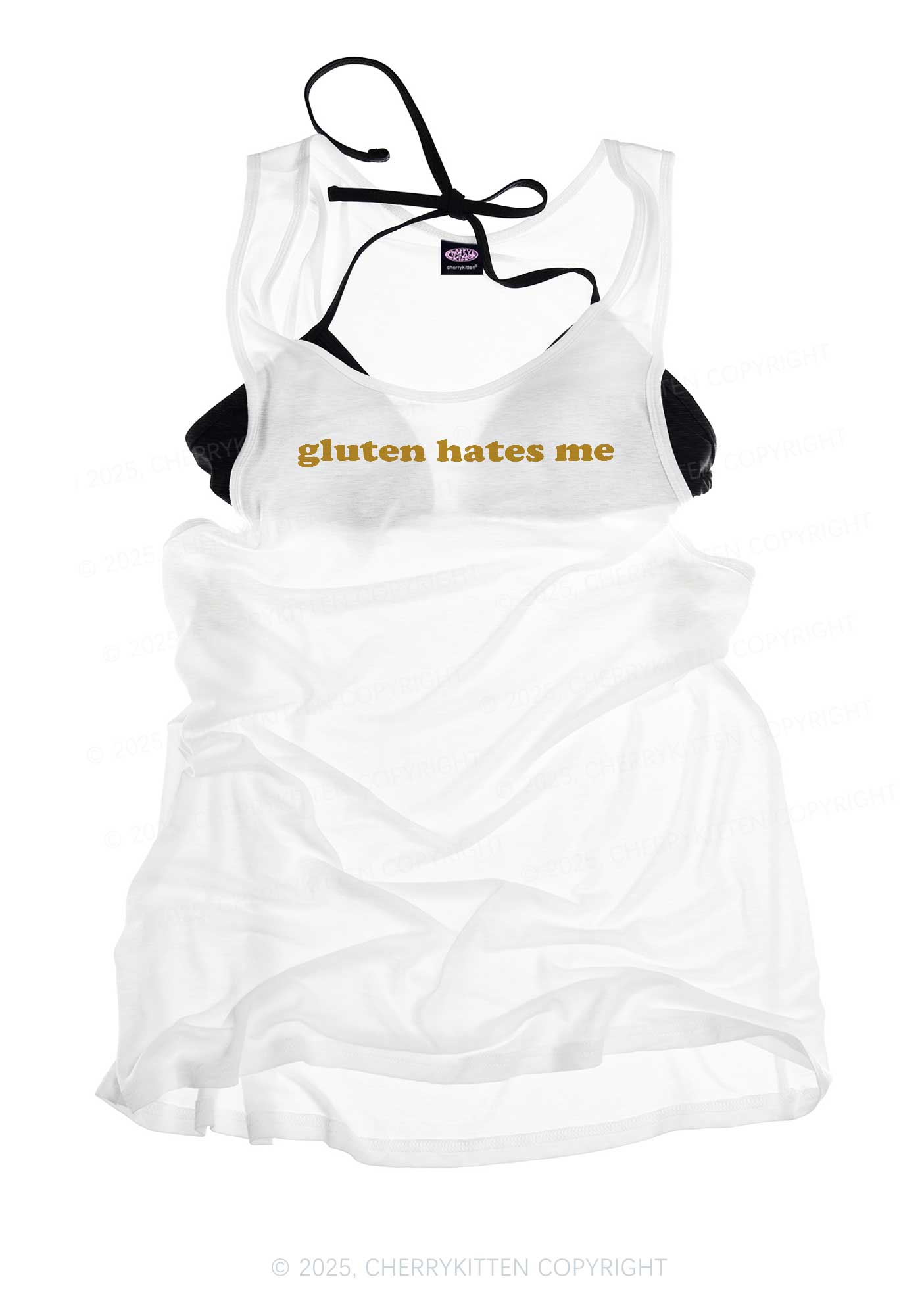Gluten Hates Me Y2K Sheer Boyfriend Tank Cherrykitten