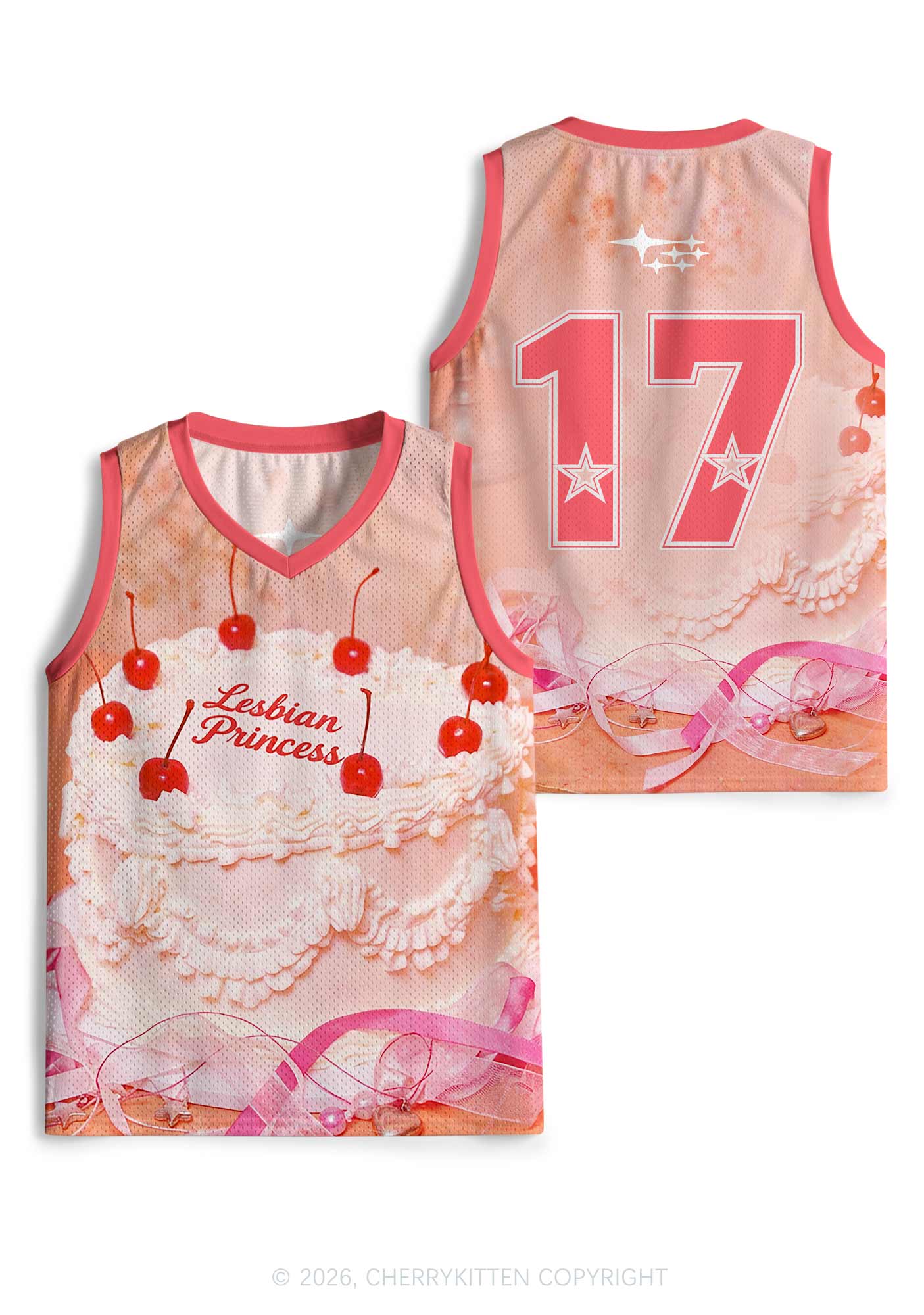 Orange Lesbian Princess Cake Pride Y2K Sport Jersey Tank Cherrykitten