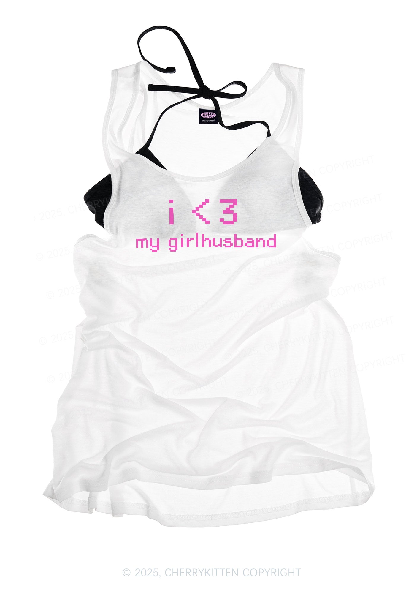 I Love My Girlhusband Y2K Sheer Boyfriend Tank Cherrykitten