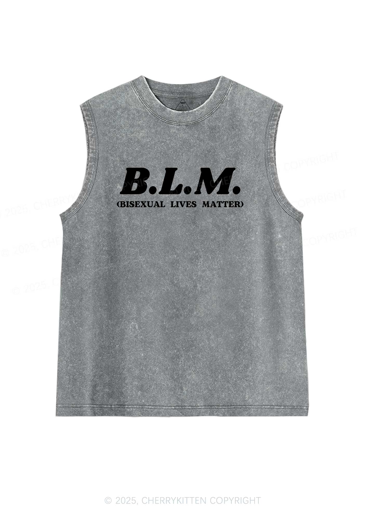 Bisexual Lives Matter Pride Y2K Washed Muscle Tank Cherrykitten
