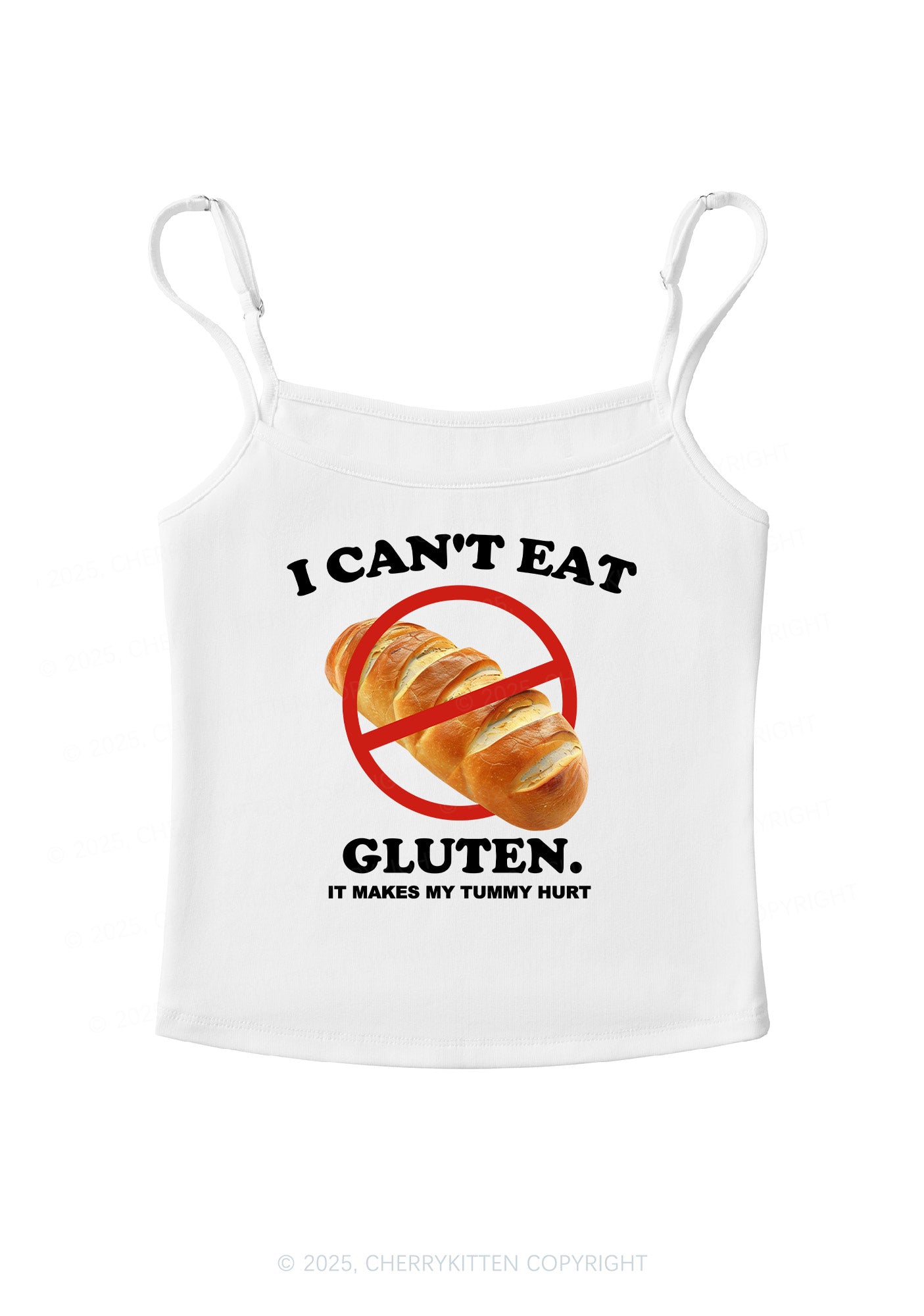 I Cant Eat Gluten Y2K Spaghetti Strap Cami Cherrykitten