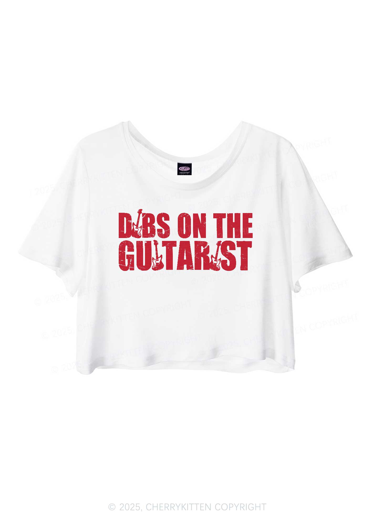Dibs On The Guitarist Y2K Sheer Crop Tee Cherrykitten
