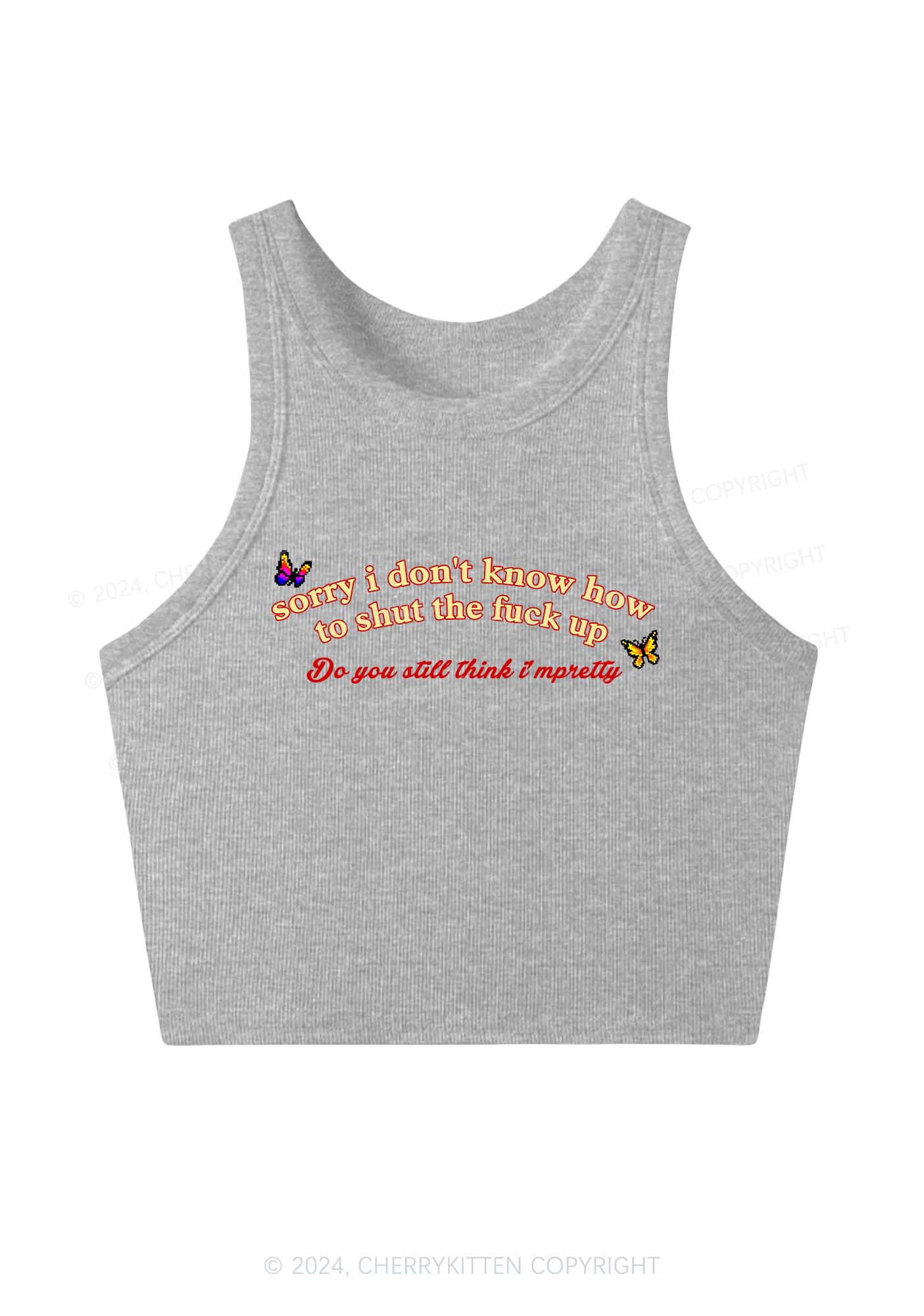 How To Shut Up Y2K Crop Tank Top Cherrykitten
