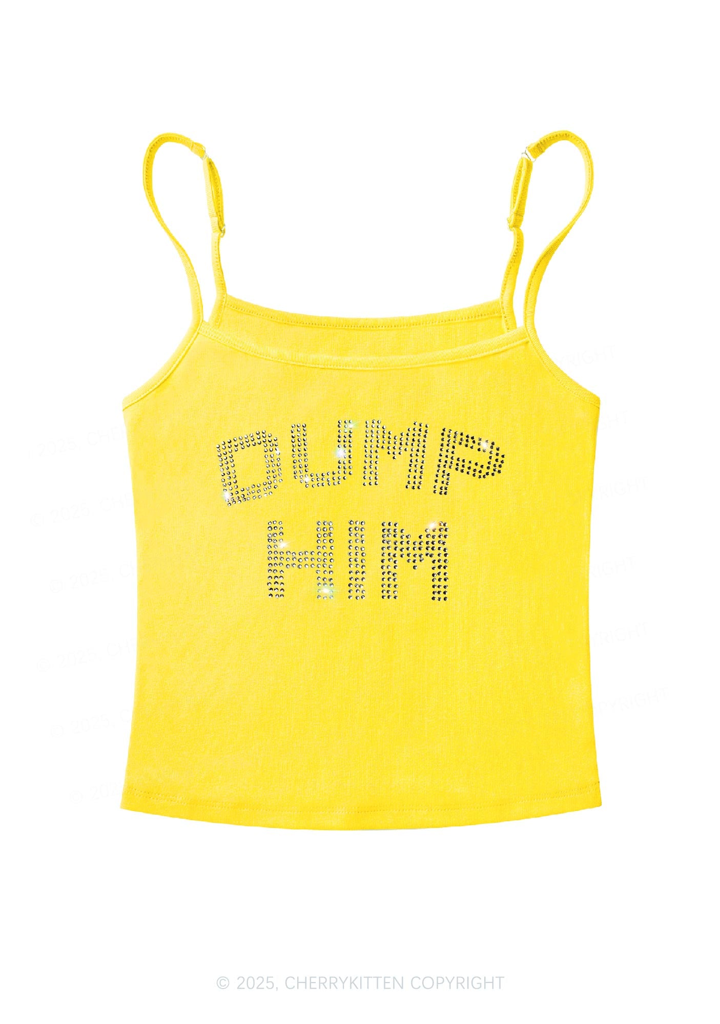 Rhinestone Dump Him Y2K Spaghetti Strap Cami Cherrykitten