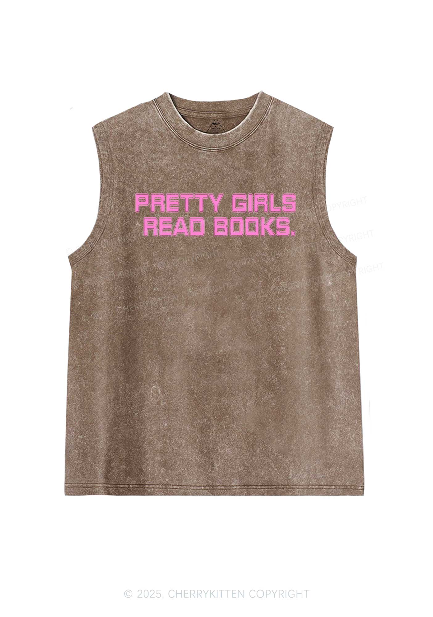 Pretty Girls Read Books Y2K Washed Tank Cherrykitten