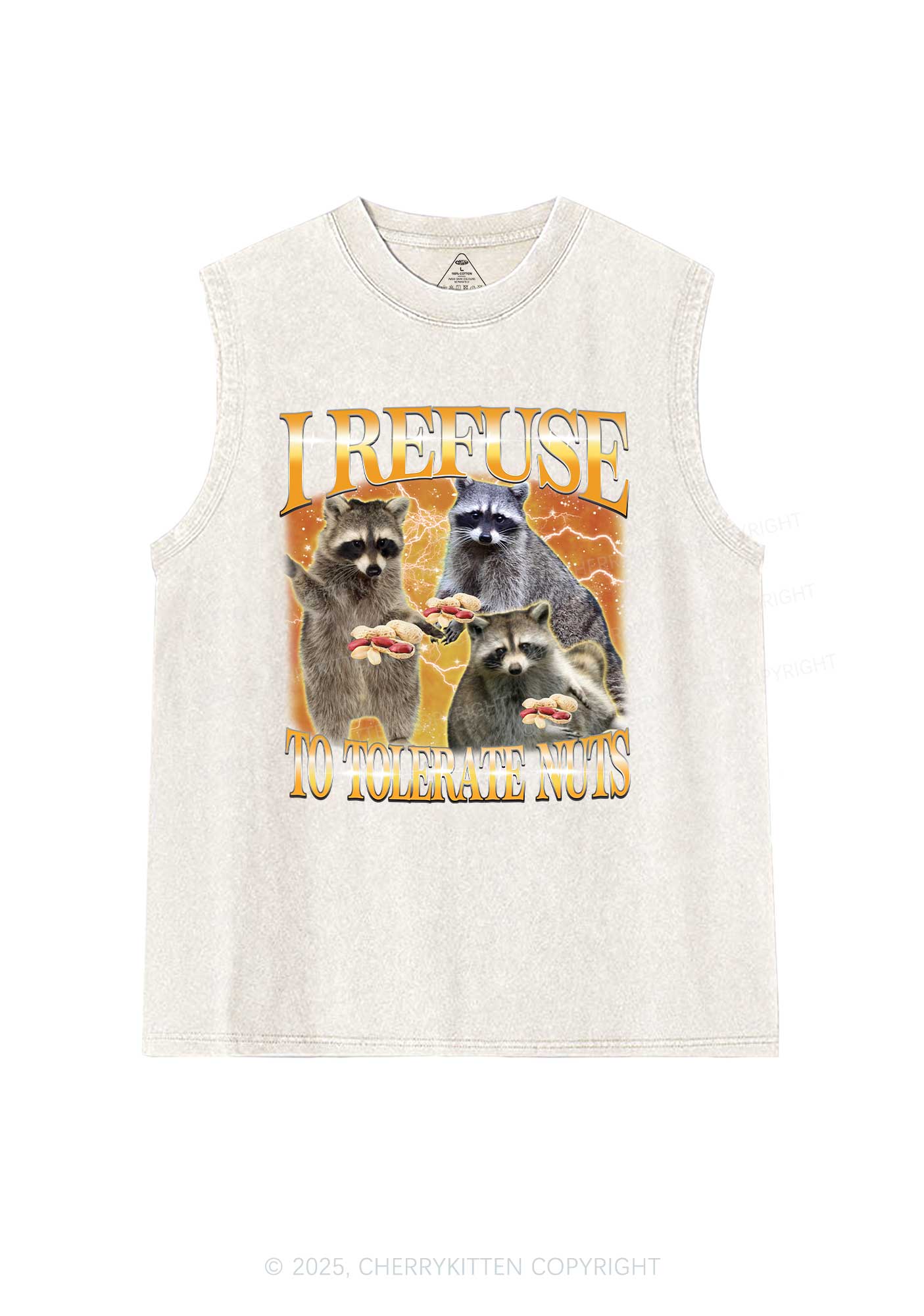 Retro Raccoon Nuts Y2K Washed Muscle Tank Cherrykitten