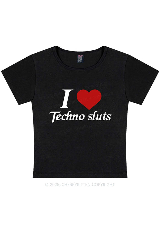 I Love Techno Slxts Y2K Baby Tee Cherrykitten