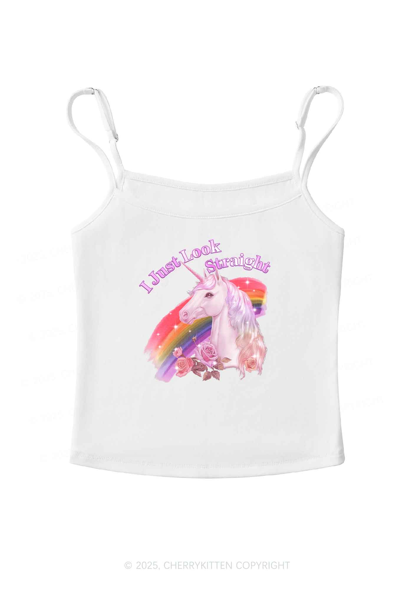 Look Straight Unicorn Pride Y2K Spaghetti Strap Cami Cherrykitten