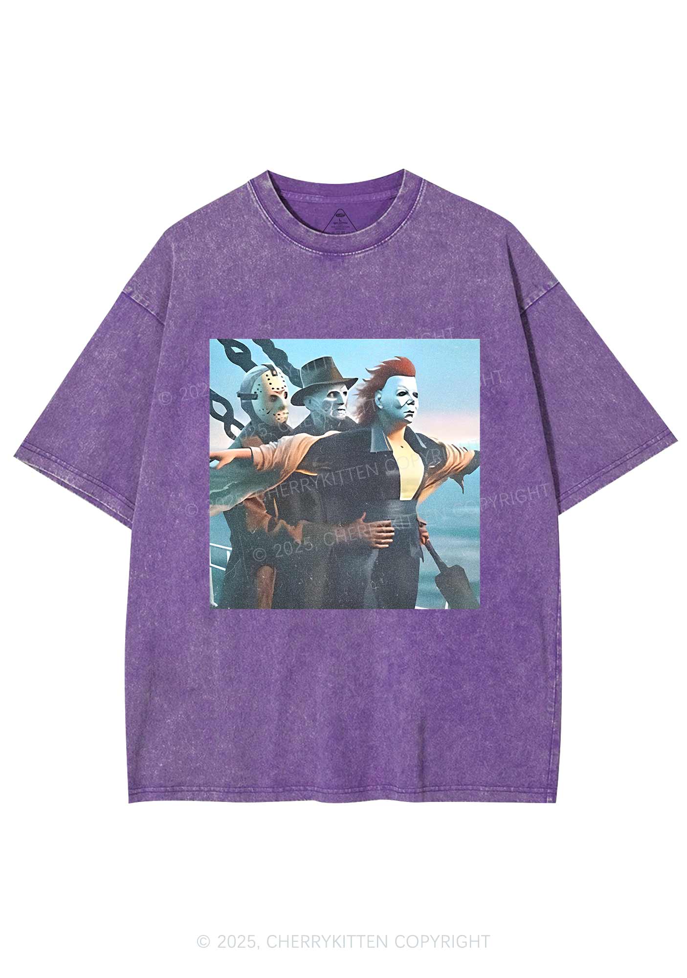 Halloween Horror Characters Y2K Washed Tee Cherrykitten