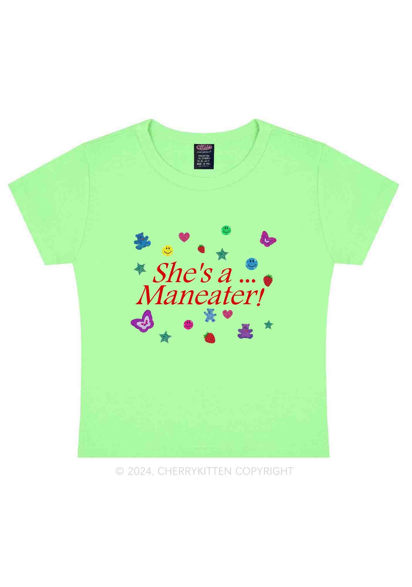She's A Maneater Y2K Baby Tee Cherrykitten