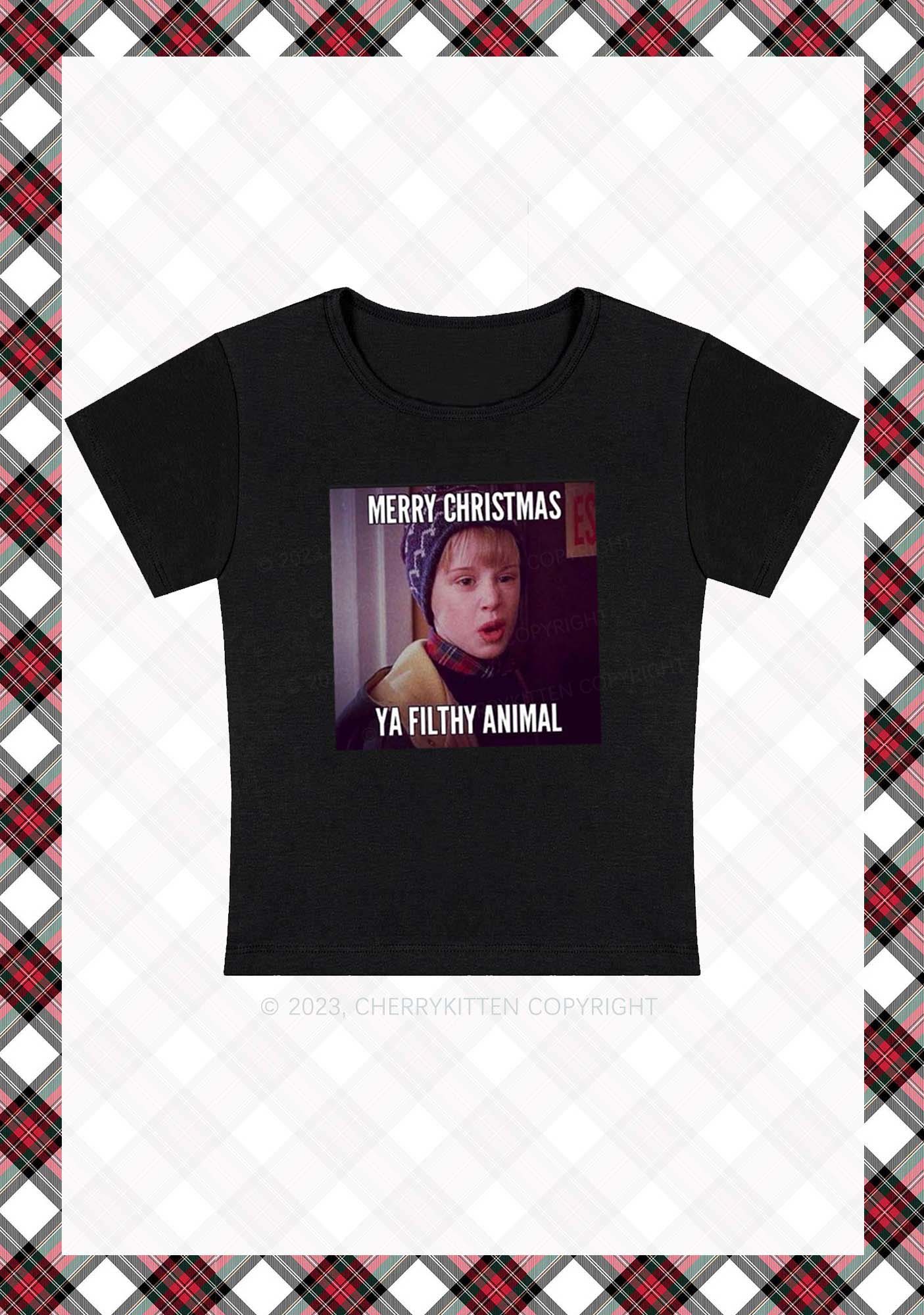 Merry Christmas Ya Filthy Animal Baby Tee Cherrykitten