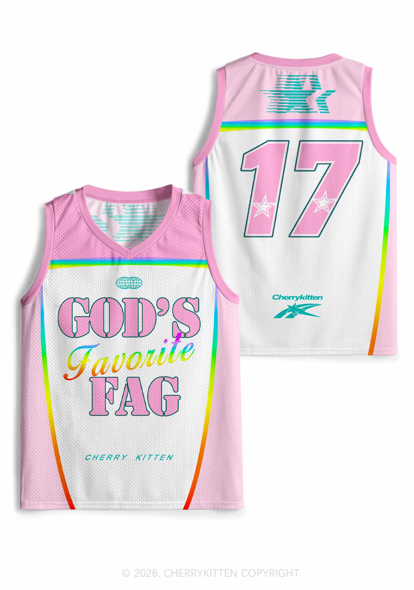Rainbow Stripe Gods Favorite Fag Pride Y2K Sport Jersey Tank Cherrykitten