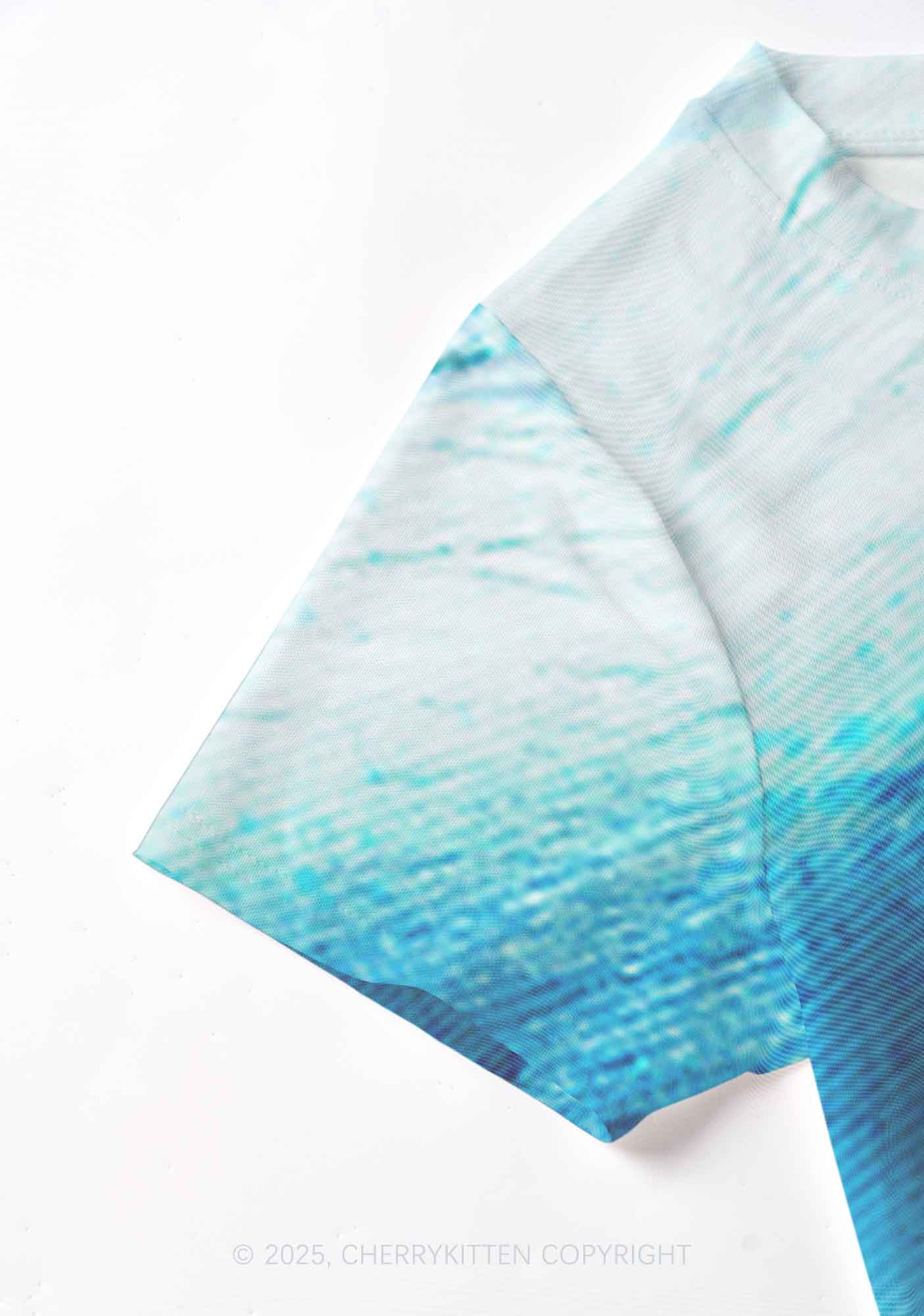 Halloween Tech Blue Eye Y2K Mesh Crop Top Cherrykitten