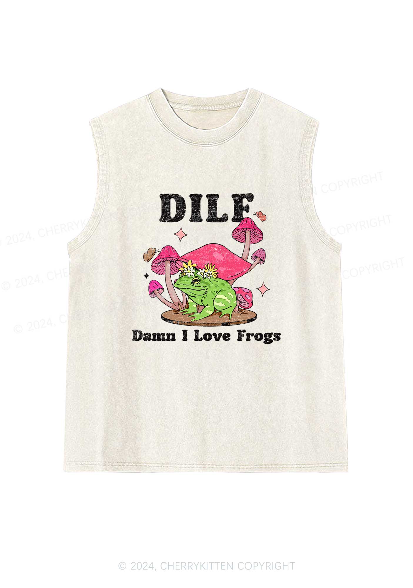 I Love Frogs Y2K Washed Tank Cherrykitten
