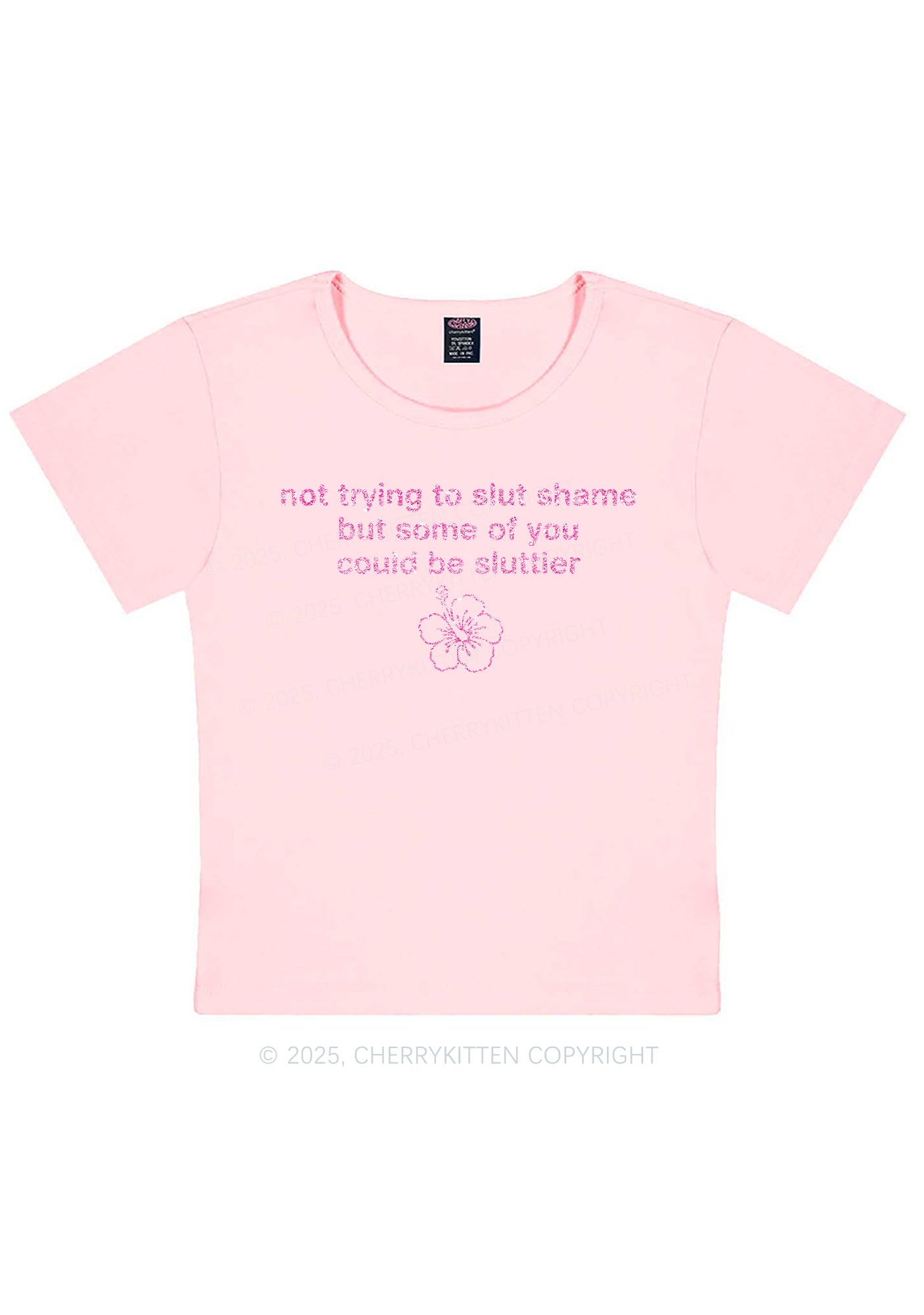 Glitter Not Trying To Slxt Shame Y2K Baby Tee Cherrykitten