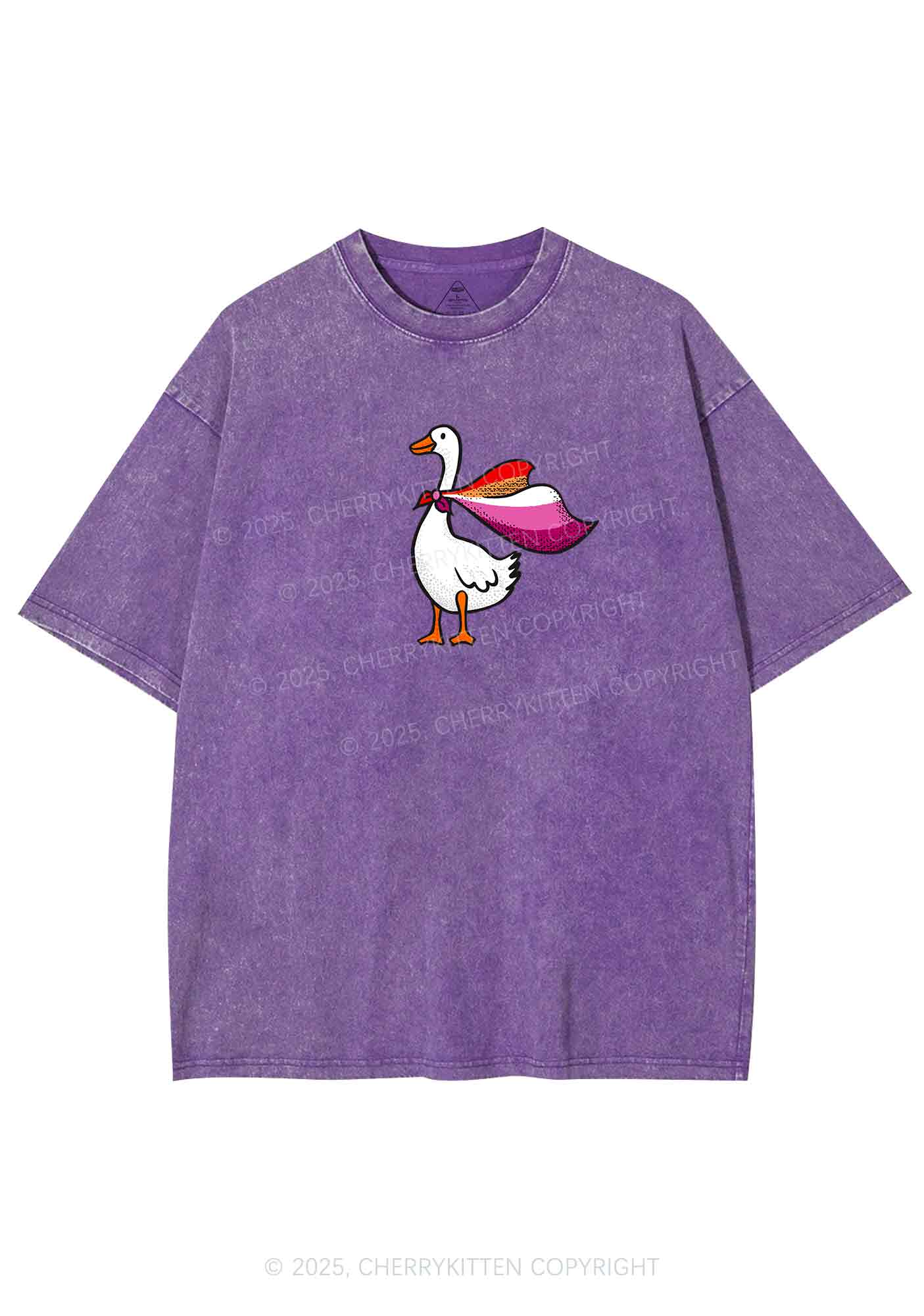 Lesbian Goose Pride Y2K Shirts Washed Tee Cherrykitten